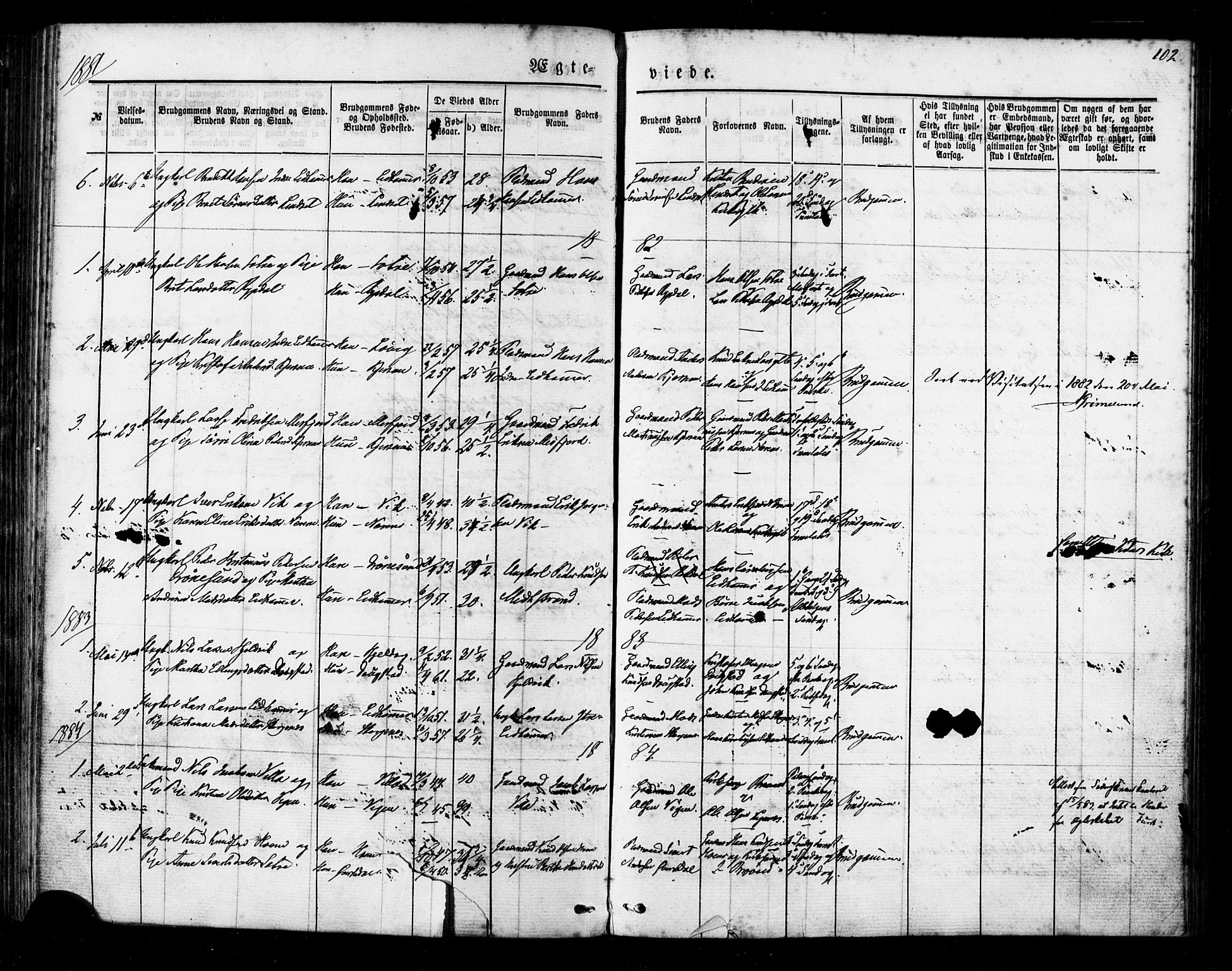 Ministerialprotokoller, klokkerbøker og fødselsregistre - Møre og Romsdal, AV/SAT-A-1454/541/L0545: Parish register (official) no. 541A02, 1872-1886, p. 102