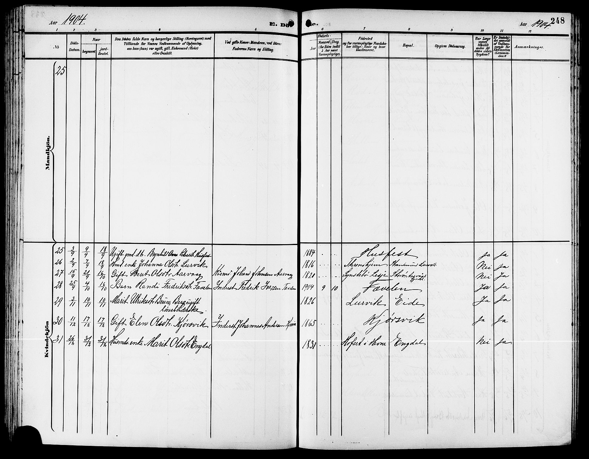 Ministerialprotokoller, klokkerbøker og fødselsregistre - Møre og Romsdal, AV/SAT-A-1454/578/L0910: Parish register (copy) no. 578C03, 1900-1921, p. 248