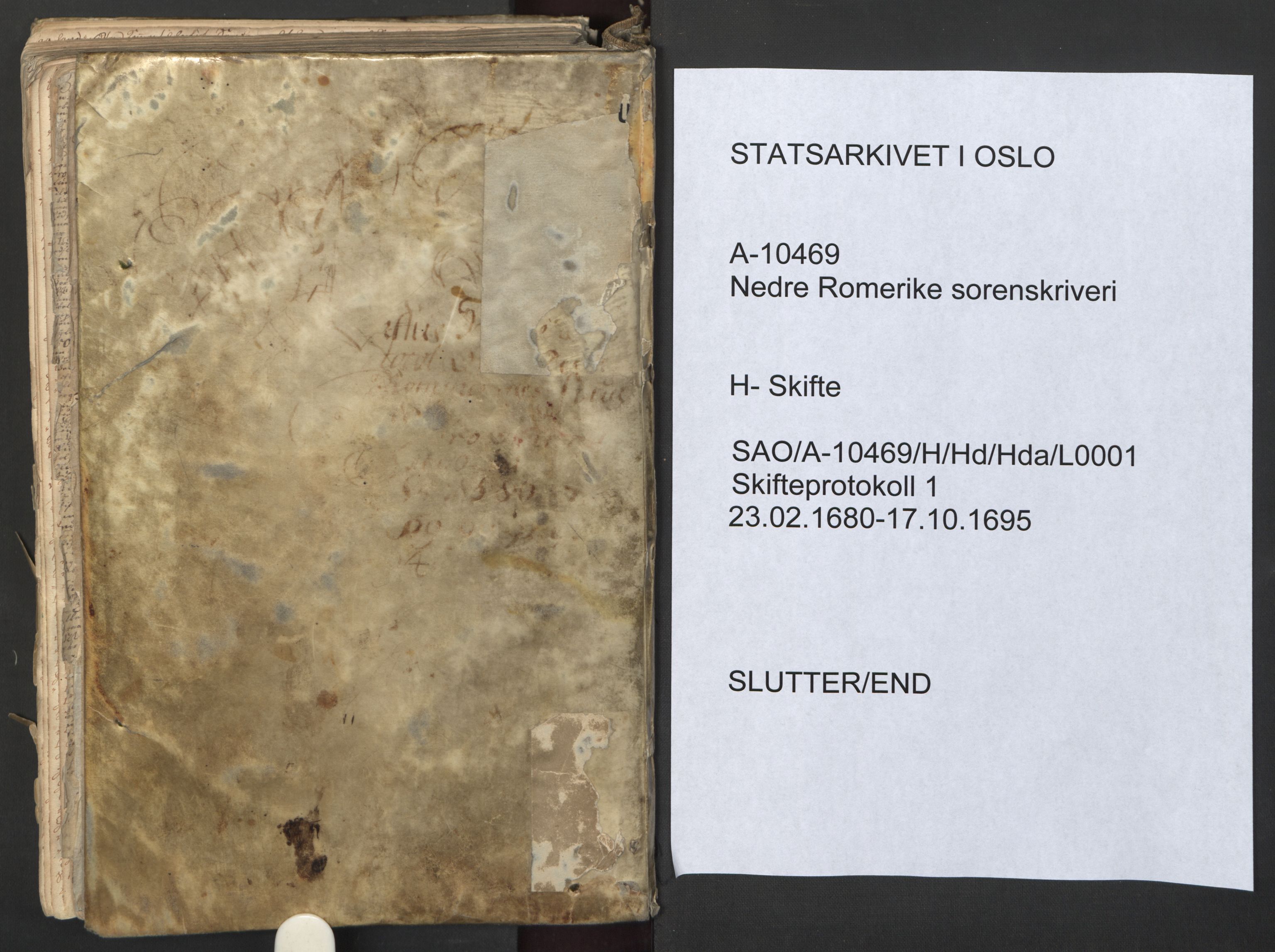 Nedre Romerike sorenskriveri, AV/SAO-A-10469/H/Hd/Hda/L0001: Skifteprotokoll, 1680-1695