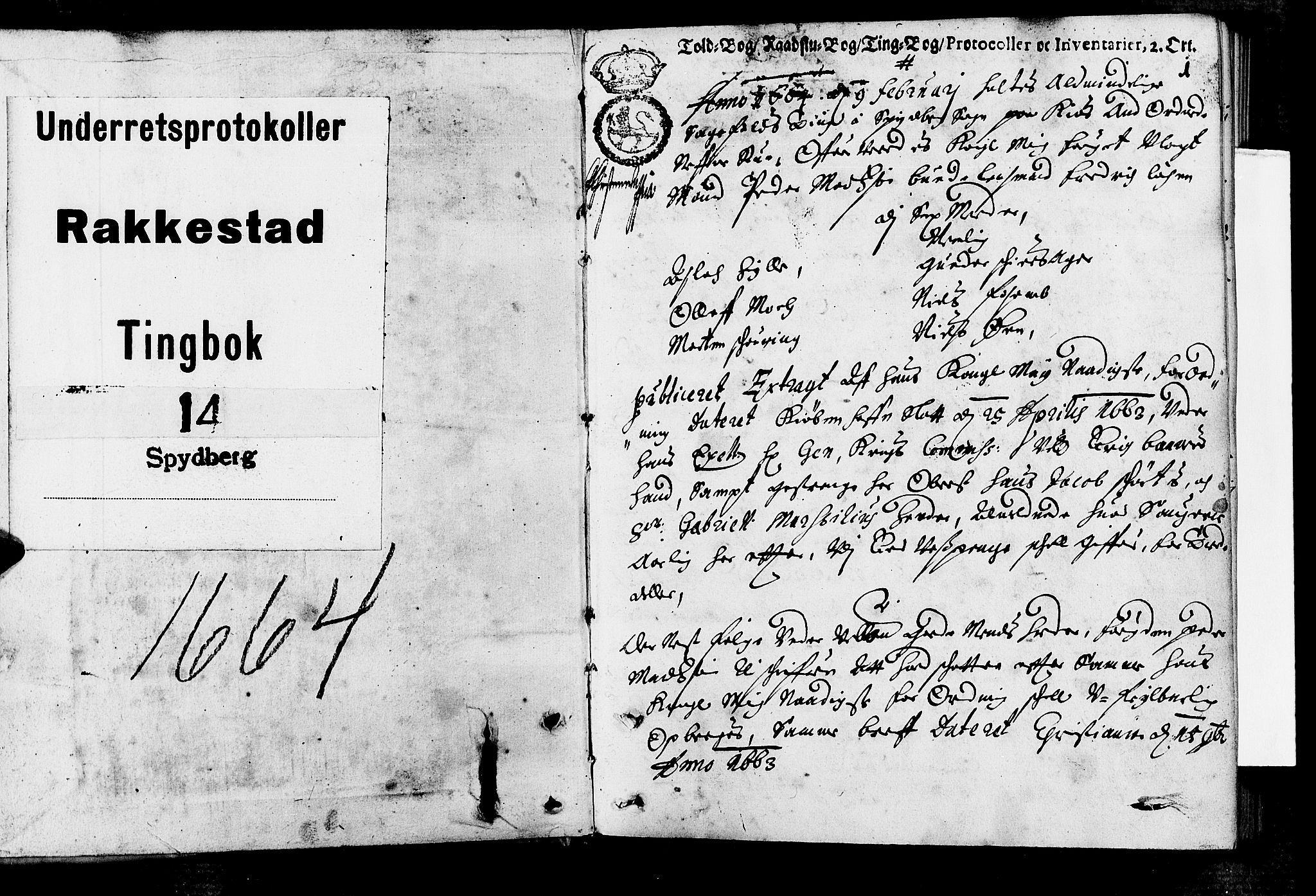 Rakkestad sorenskriveri, SAO/A-10686/F/Fb/L0014: Tingbøker, 1664, p. 0b-1a