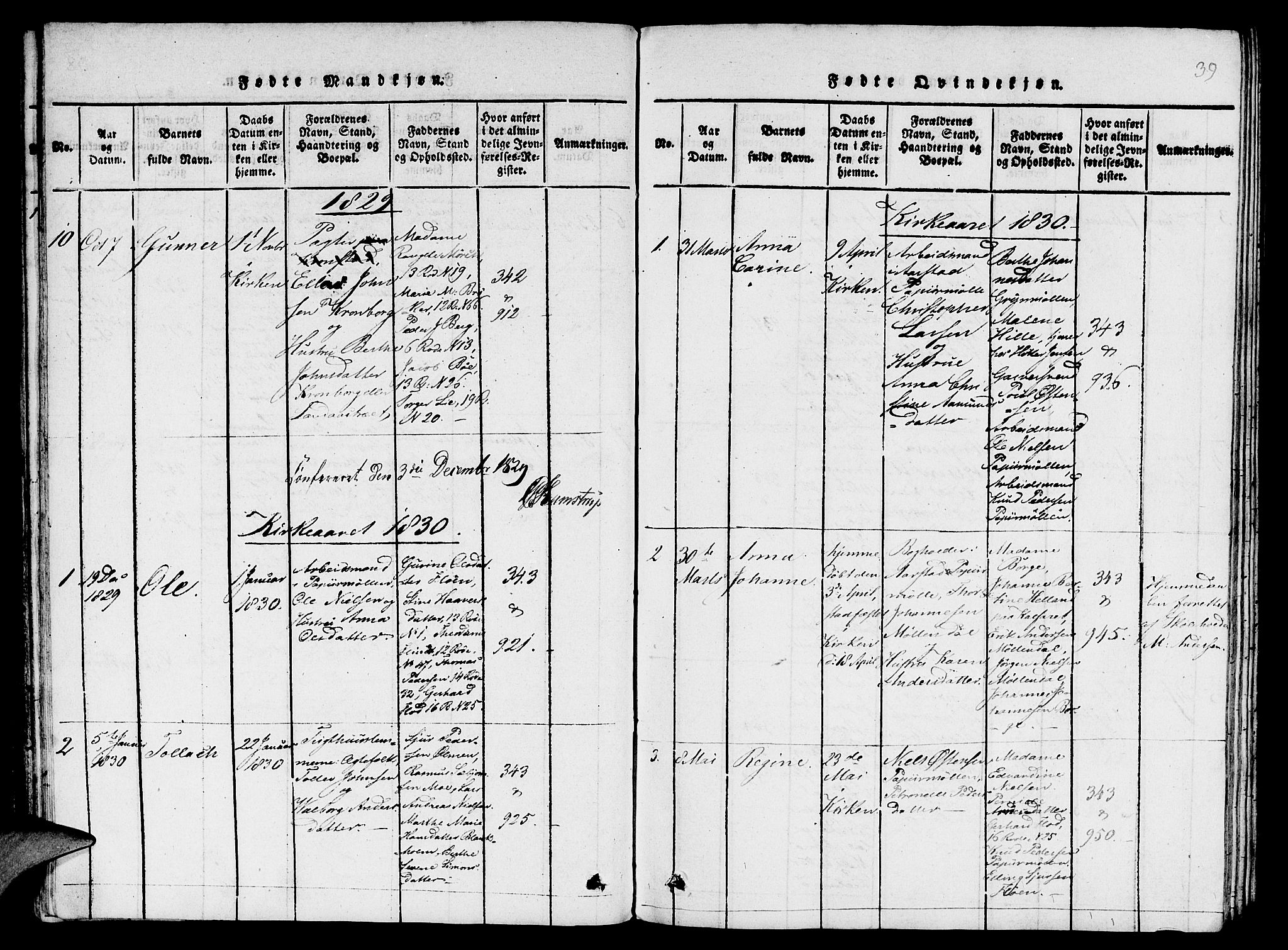 St. Jørgens hospital og Årstad sokneprestembete, AV/SAB-A-99934: Parish register (copy) no. A 1, 1816-1843, p. 39
