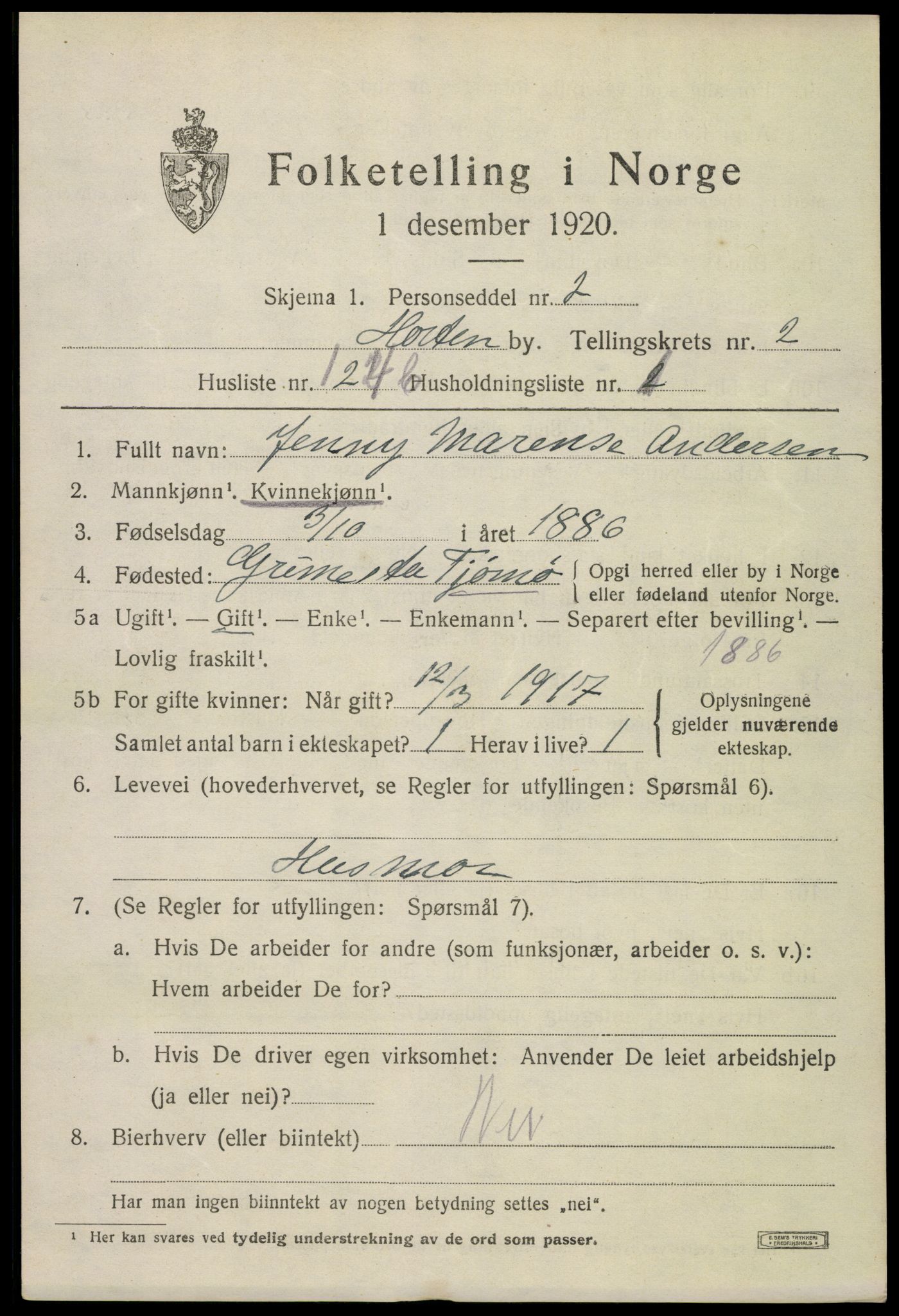 SAKO, 1920 census for Horten, 1920, p. 12081