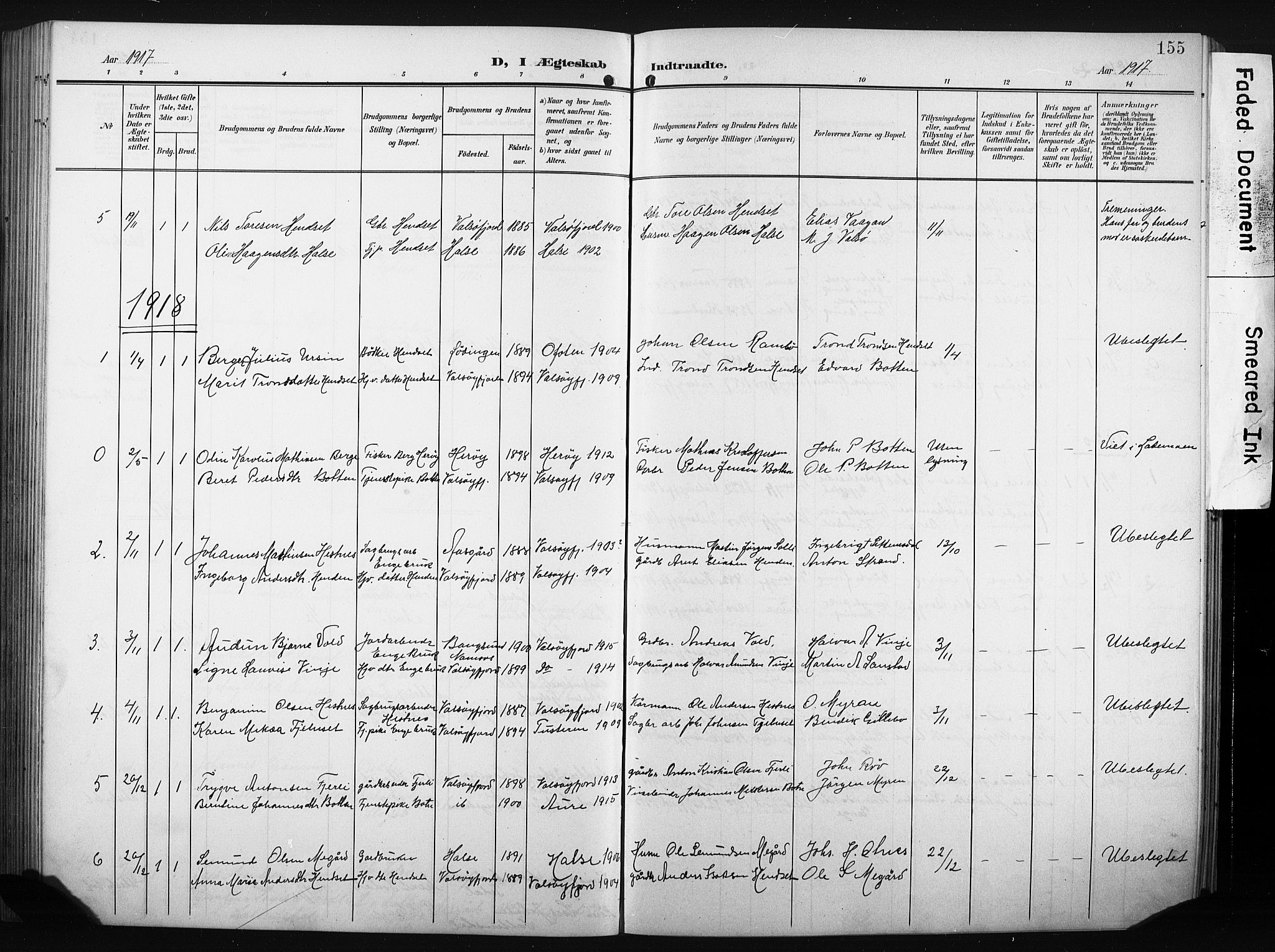 Ministerialprotokoller, klokkerbøker og fødselsregistre - Møre og Romsdal, AV/SAT-A-1454/580/L0927: Parish register (copy) no. 580C02, 1904-1932, p. 155