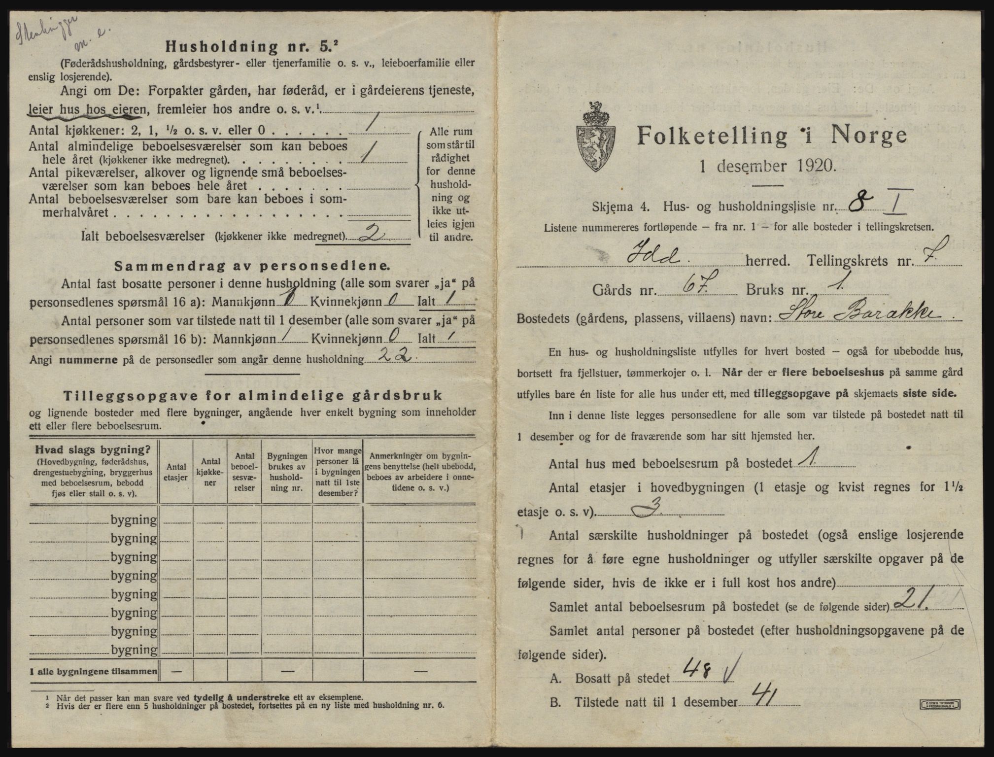 SAO, 1920 census for Idd, 1920, p. 1044