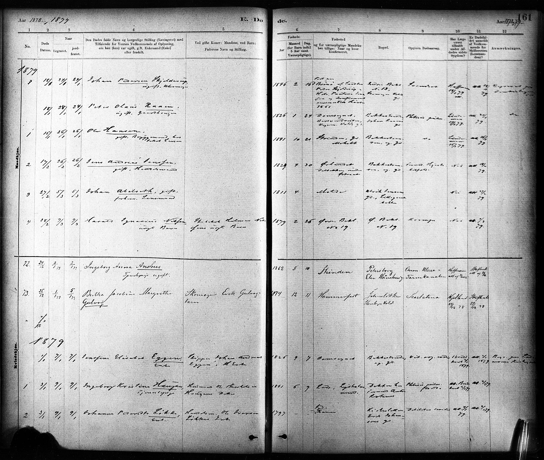 Ministerialprotokoller, klokkerbøker og fødselsregistre - Sør-Trøndelag, SAT/A-1456/604/L0189: Parish register (official) no. 604A10, 1878-1892, p. 161