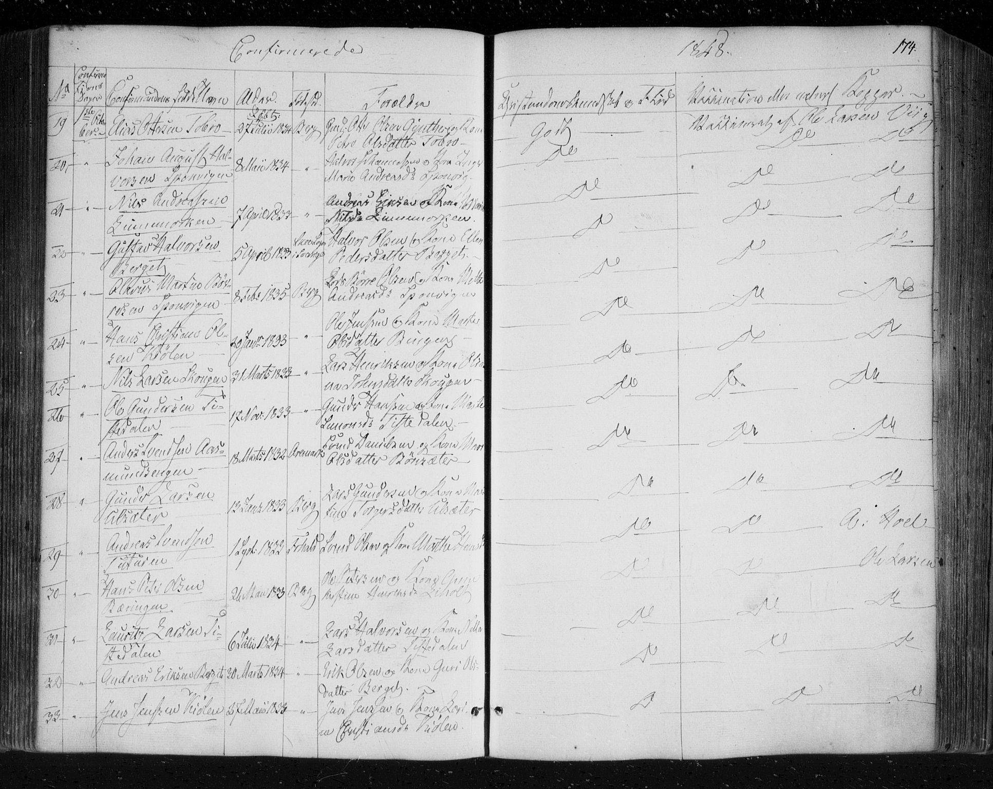 Berg prestekontor Kirkebøker, SAO/A-10902/F/Fa/L0004: Parish register (official) no. I 4, 1843-1860, p. 174