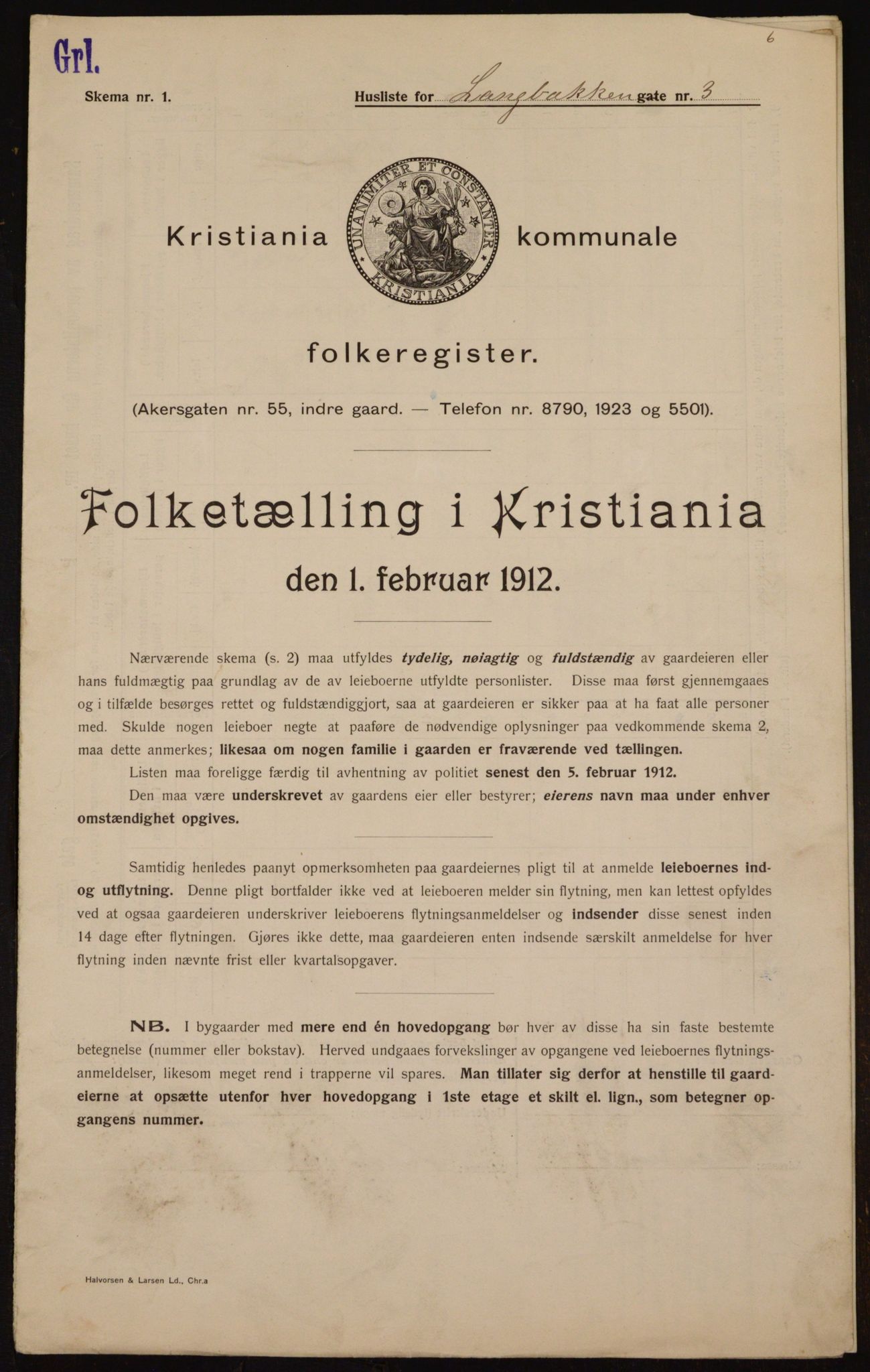 OBA, Municipal Census 1912 for Kristiania, 1912, p. 56608