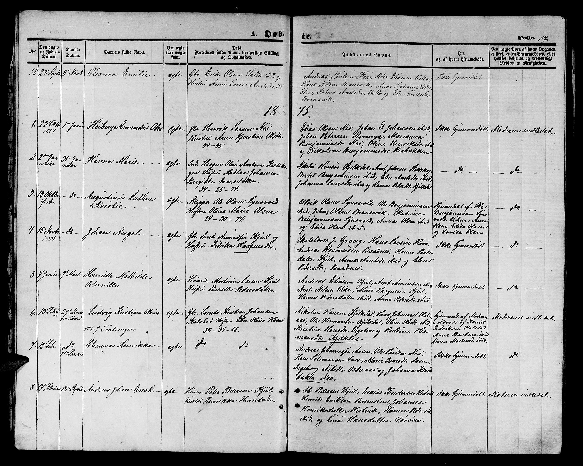 Ministerialprotokoller, klokkerbøker og fødselsregistre - Nordland, AV/SAT-A-1459/816/L0252: Parish register (copy) no. 816C02, 1871-1885, p. 17