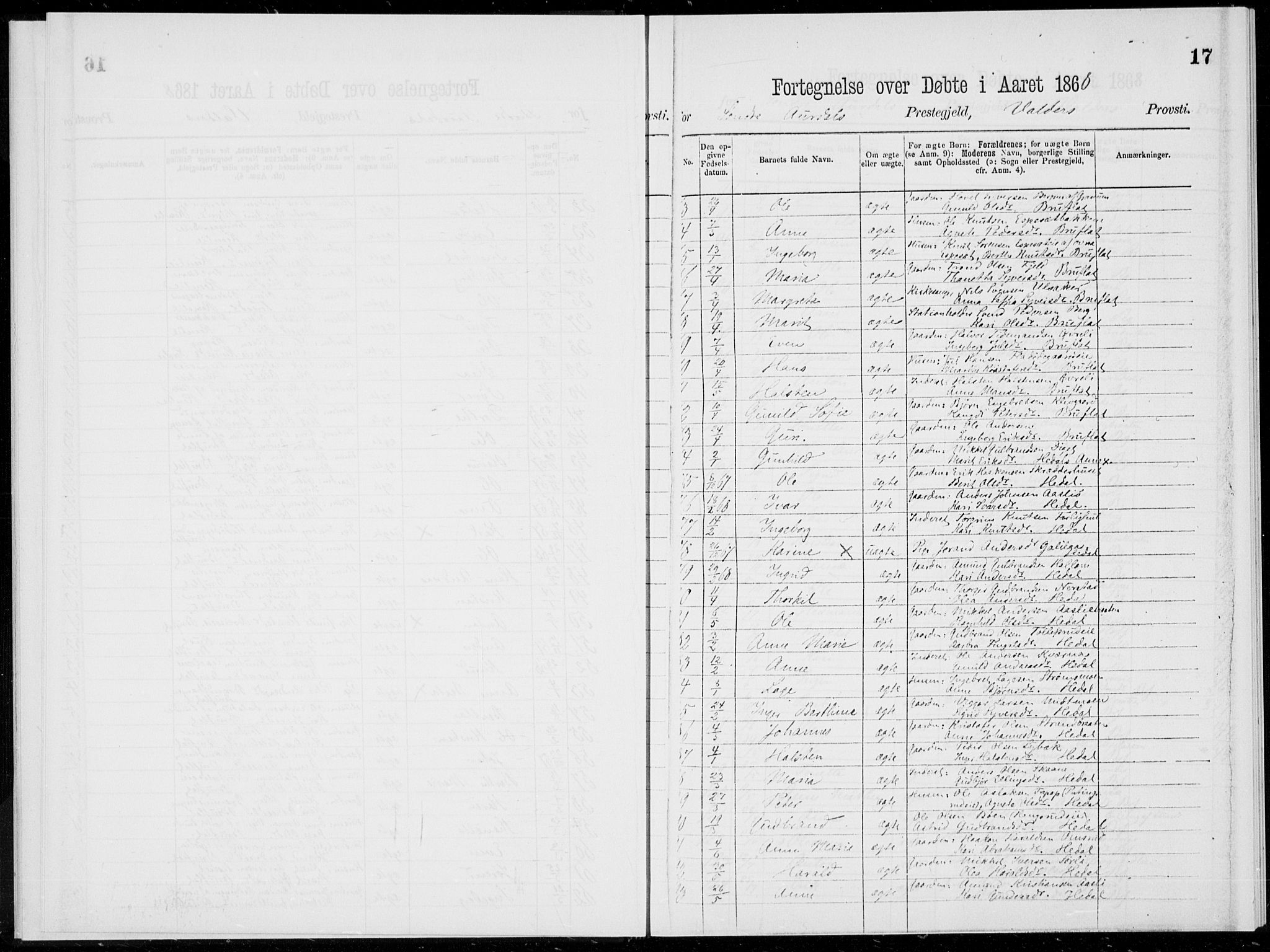 Sør-Aurdal prestekontor, AV/SAH-PREST-128/H/Ha/Haa/L0000: Parish register (official), 1866-1872, p. 17