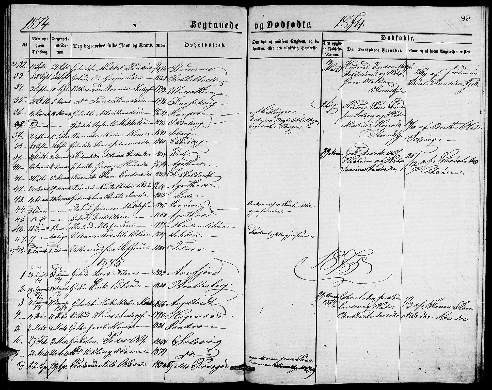 Fjell sokneprestembete, SAB/A-75301/H/Hab: Parish register (copy) no. A 2, 1871-1879, p. 99