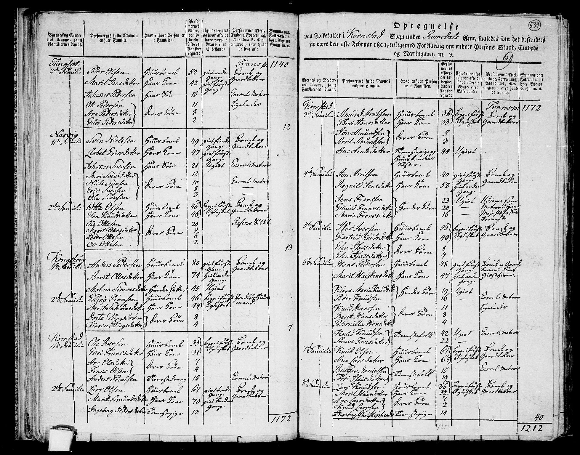 RA, 1801 census for 1553P Kvernes, 1801, p. 538b-539a