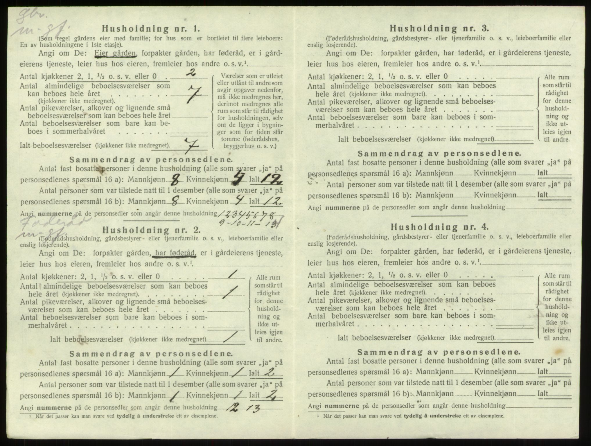 SAB, 1920 census for Innvik, 1920, p. 366