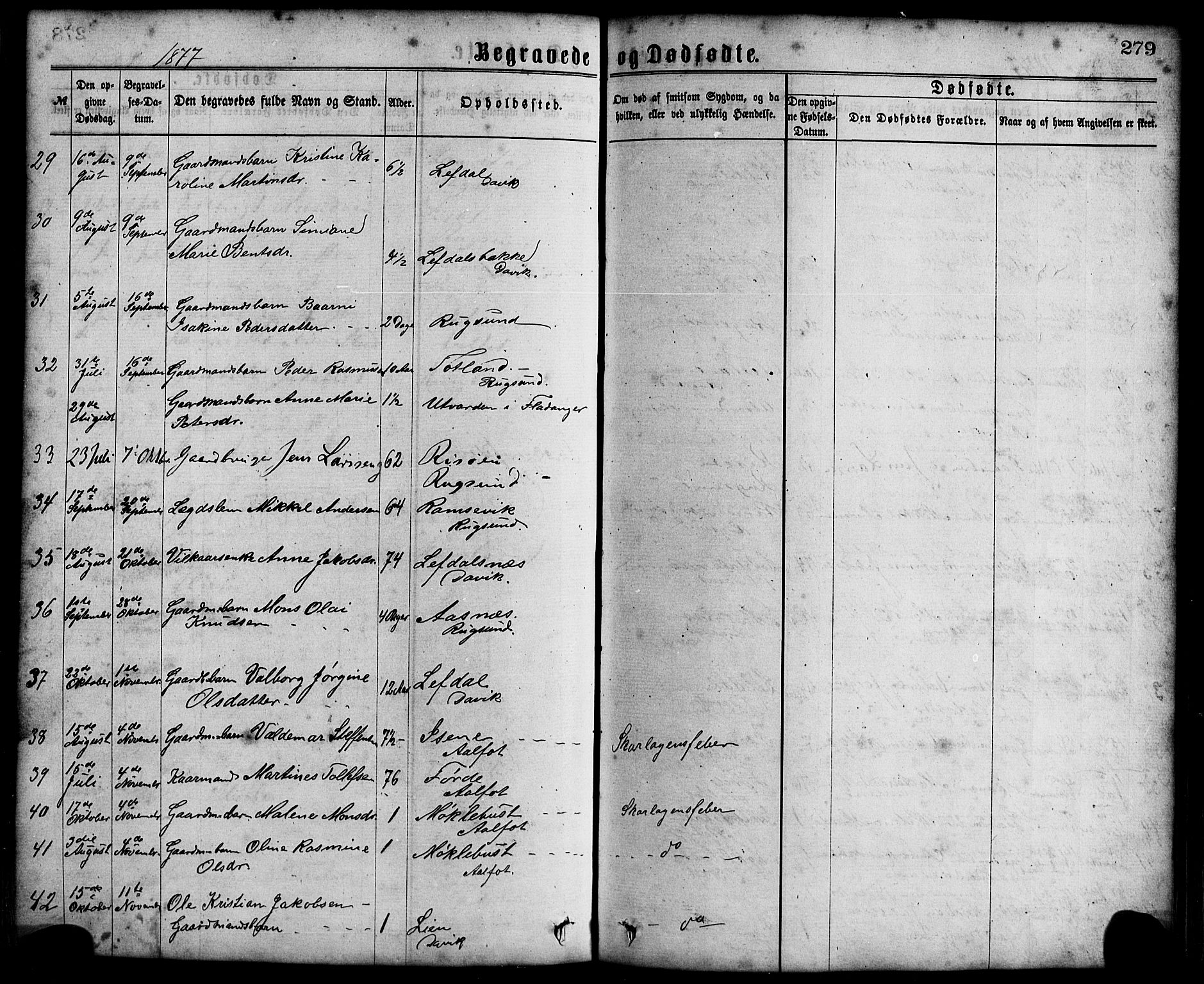 Davik sokneprestembete, SAB/A-79701/H/Haa/Haaa/L0006: Parish register (official) no. A 6, 1867-1881, p. 279