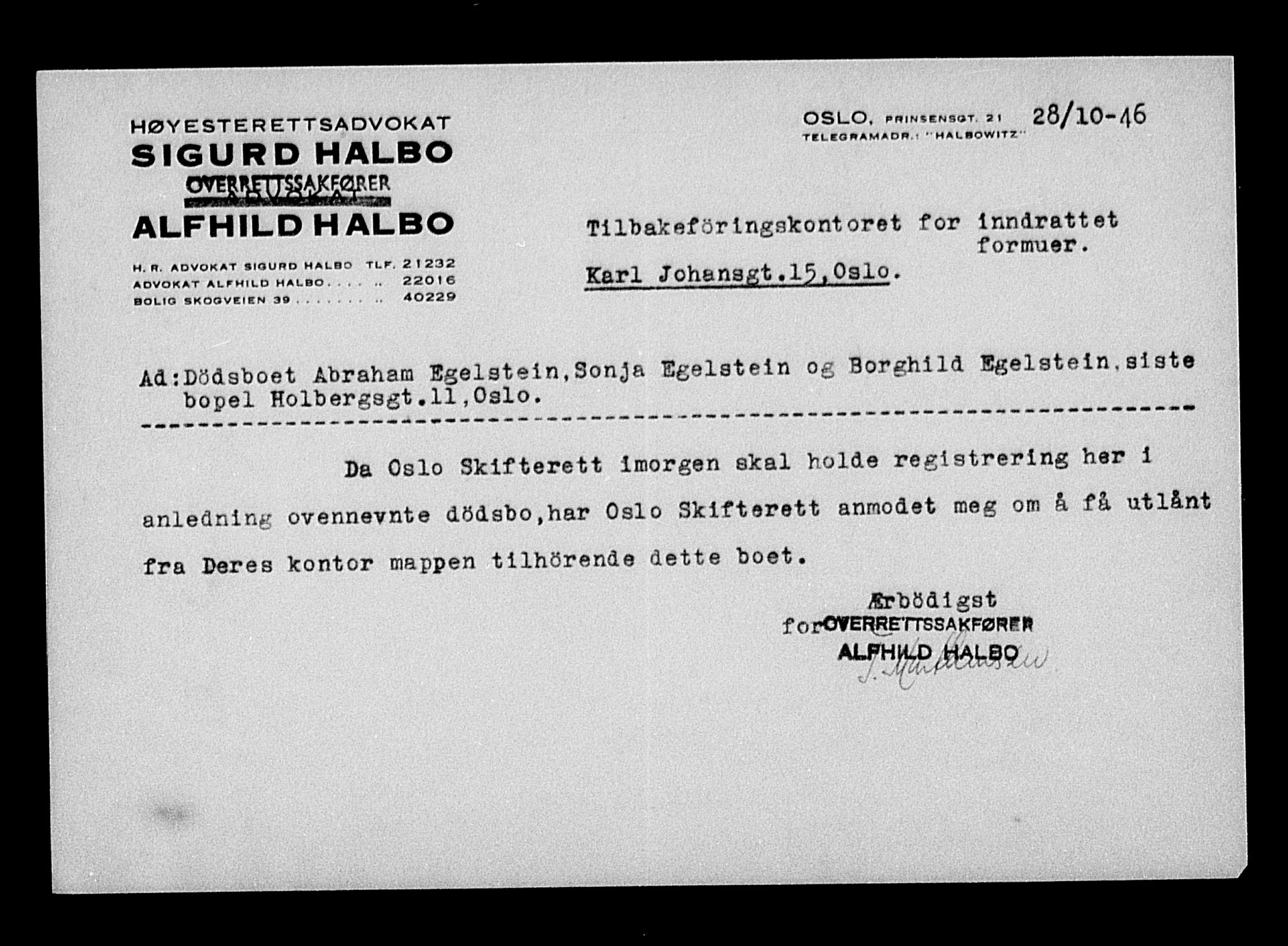 Justisdepartementet, Tilbakeføringskontoret for inndratte formuer, AV/RA-S-1564/H/Hc/Hcc/L0932: --, 1945-1947, p. 424