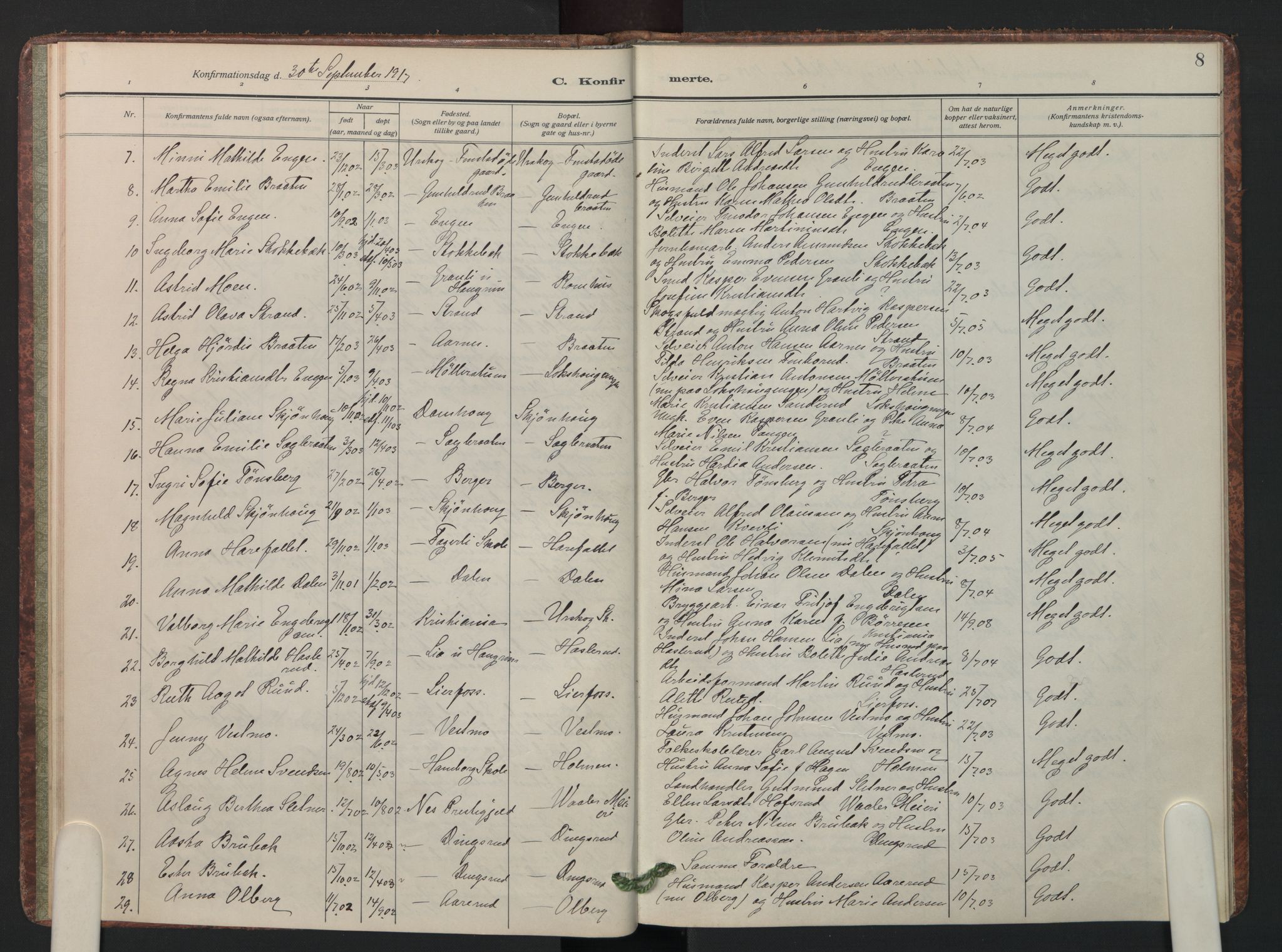 Aurskog prestekontor Kirkebøker, SAO/A-10304a/F/Fa/L0015: Parish register (official) no. I 15, 1915-1929, p. 8