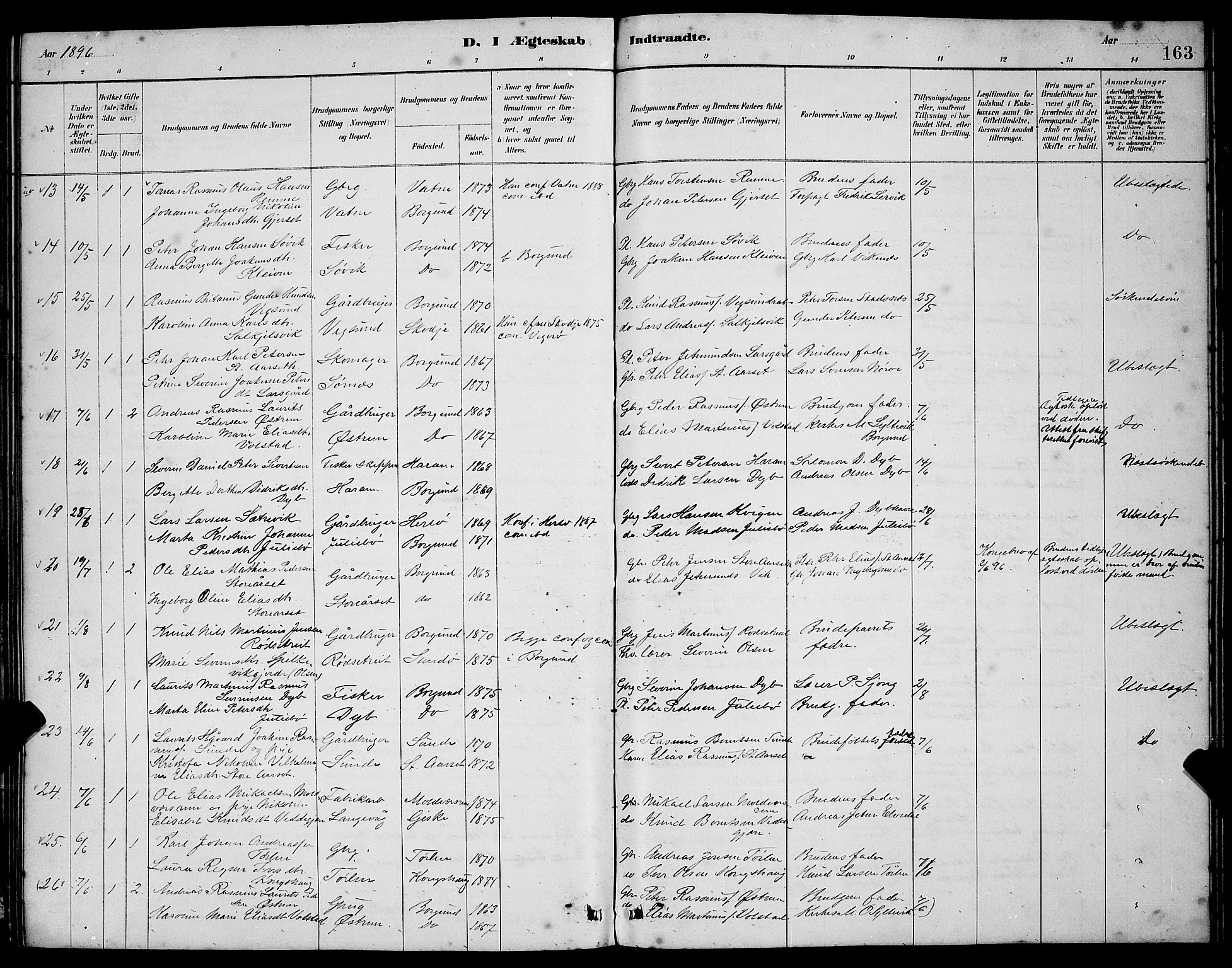 Ministerialprotokoller, klokkerbøker og fødselsregistre - Møre og Romsdal, AV/SAT-A-1454/528/L0430: Parish register (copy) no. 528C11, 1884-1899, p. 163