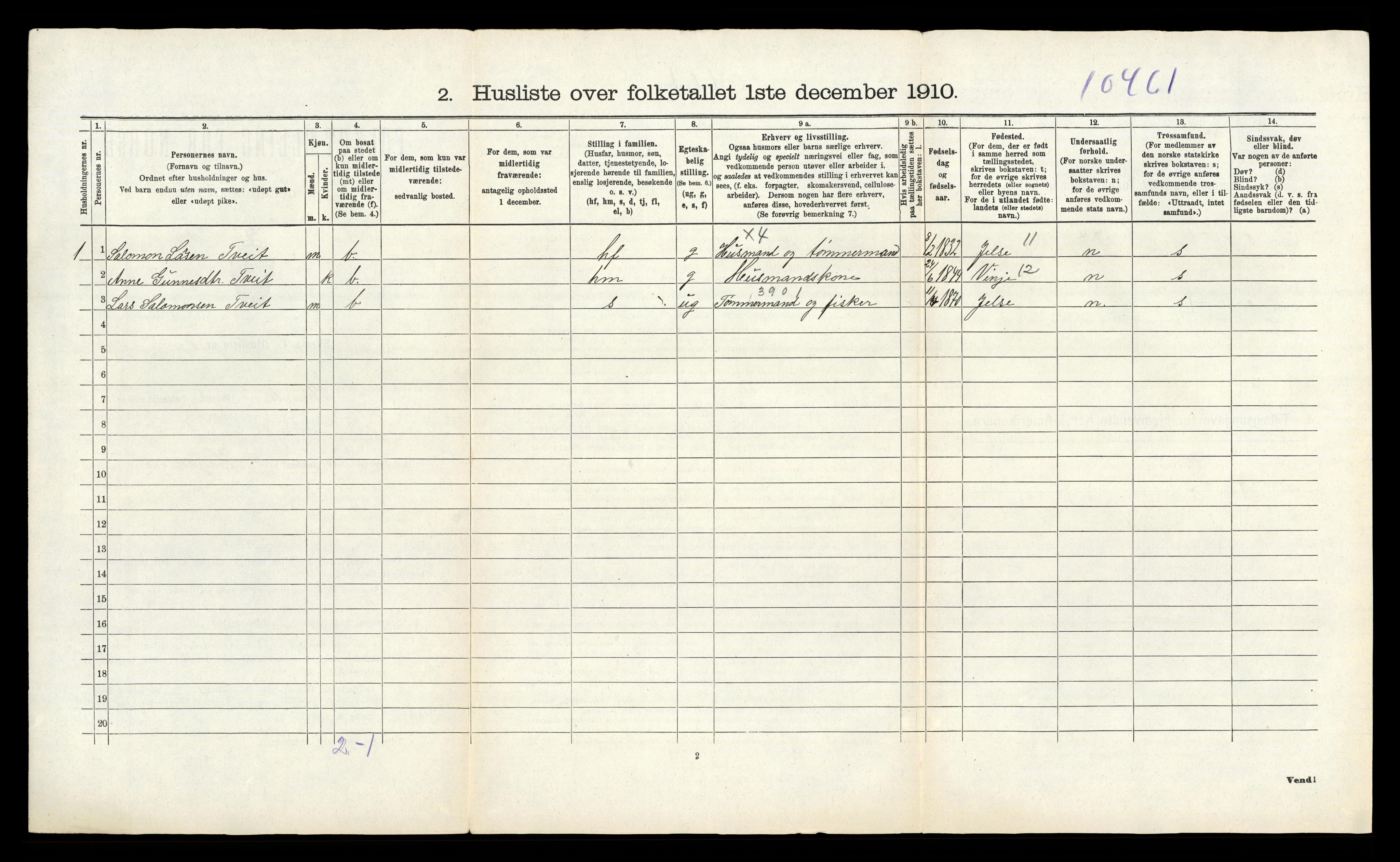 RA, 1910 census for Strand, 1910, p. 54