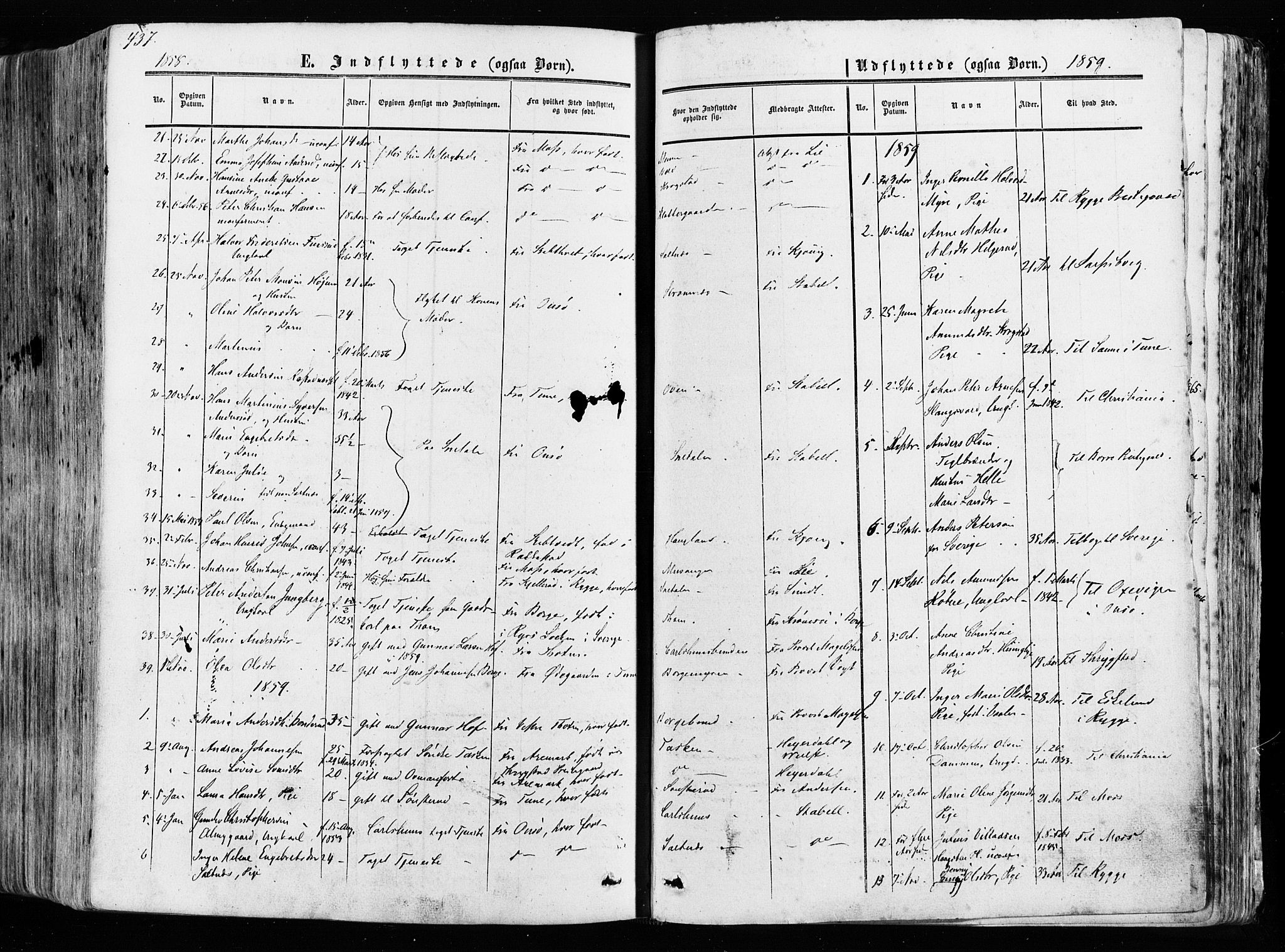 Råde prestekontor kirkebøker, AV/SAO-A-2009/F/Fa/L0006: Parish register (official) no. 6, 1854-1877, p. 437