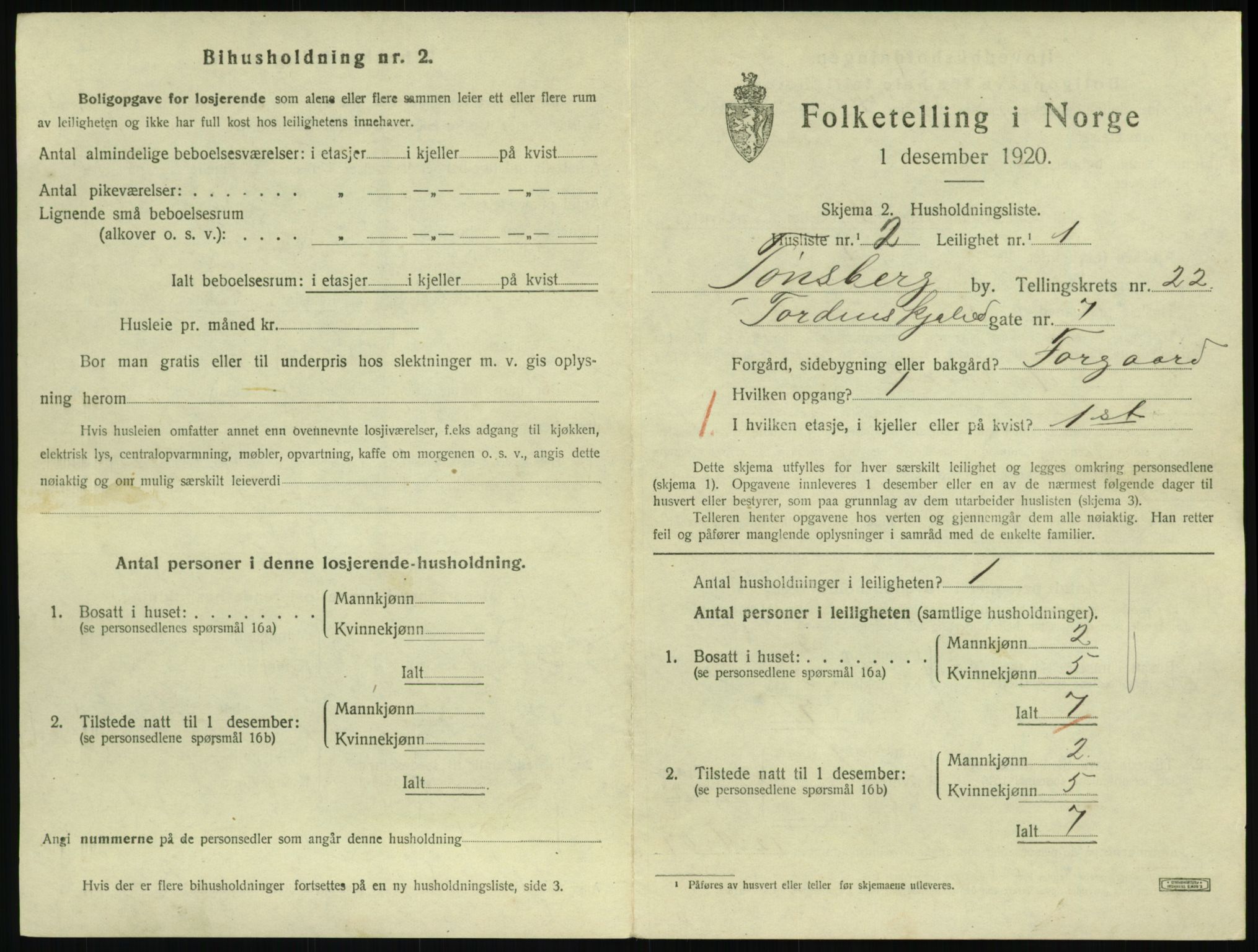 SAKO, 1920 census for Tønsberg, 1920, p. 7863