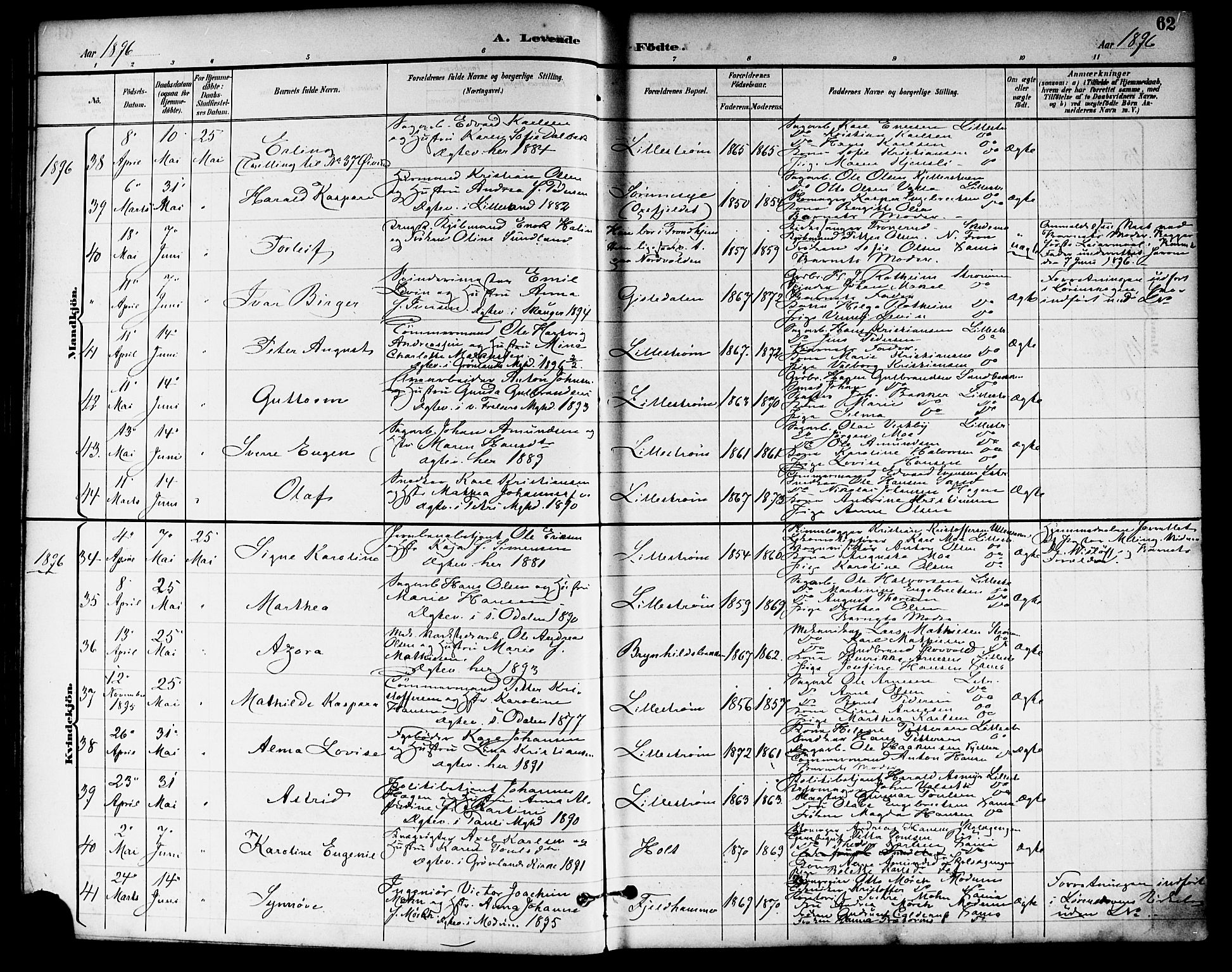 Skedsmo prestekontor Kirkebøker, SAO/A-10033a/F/Fa/L0014: Parish register (official) no. I 14, 1892-1901, p. 62