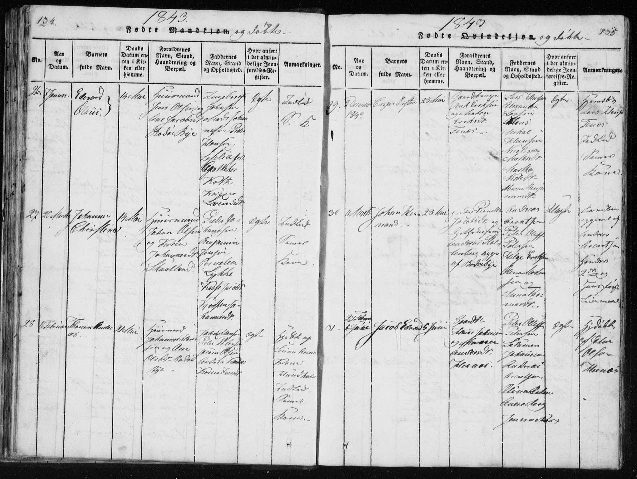 Ministerialprotokoller, klokkerbøker og fødselsregistre - Nordland, AV/SAT-A-1459/801/L0027: Parish register (copy) no. 801C02, 1835-1845, p. 134-135