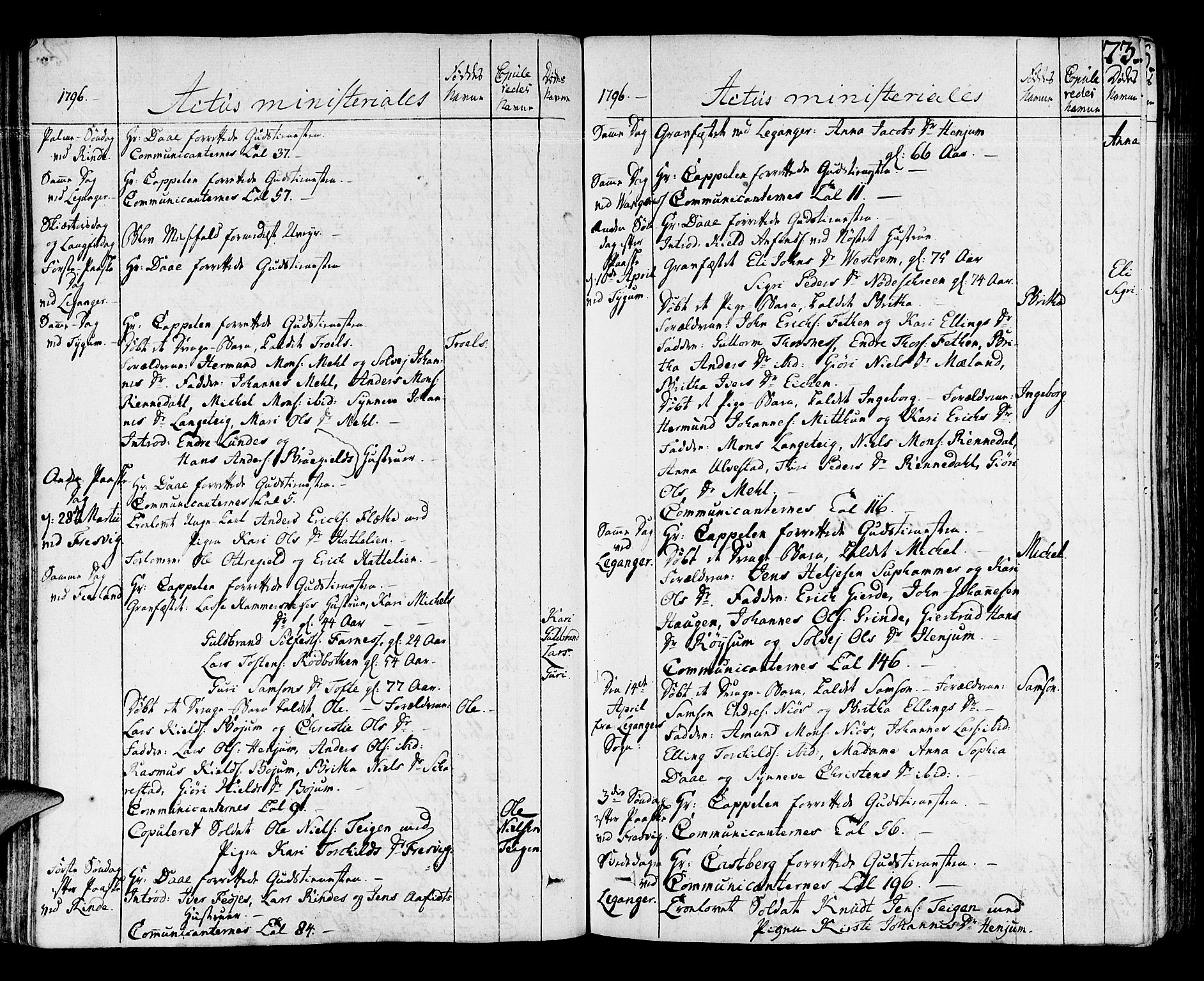 Leikanger sokneprestembete, SAB/A-81001: Parish register (official) no. A 5, 1792-1809, p. 73