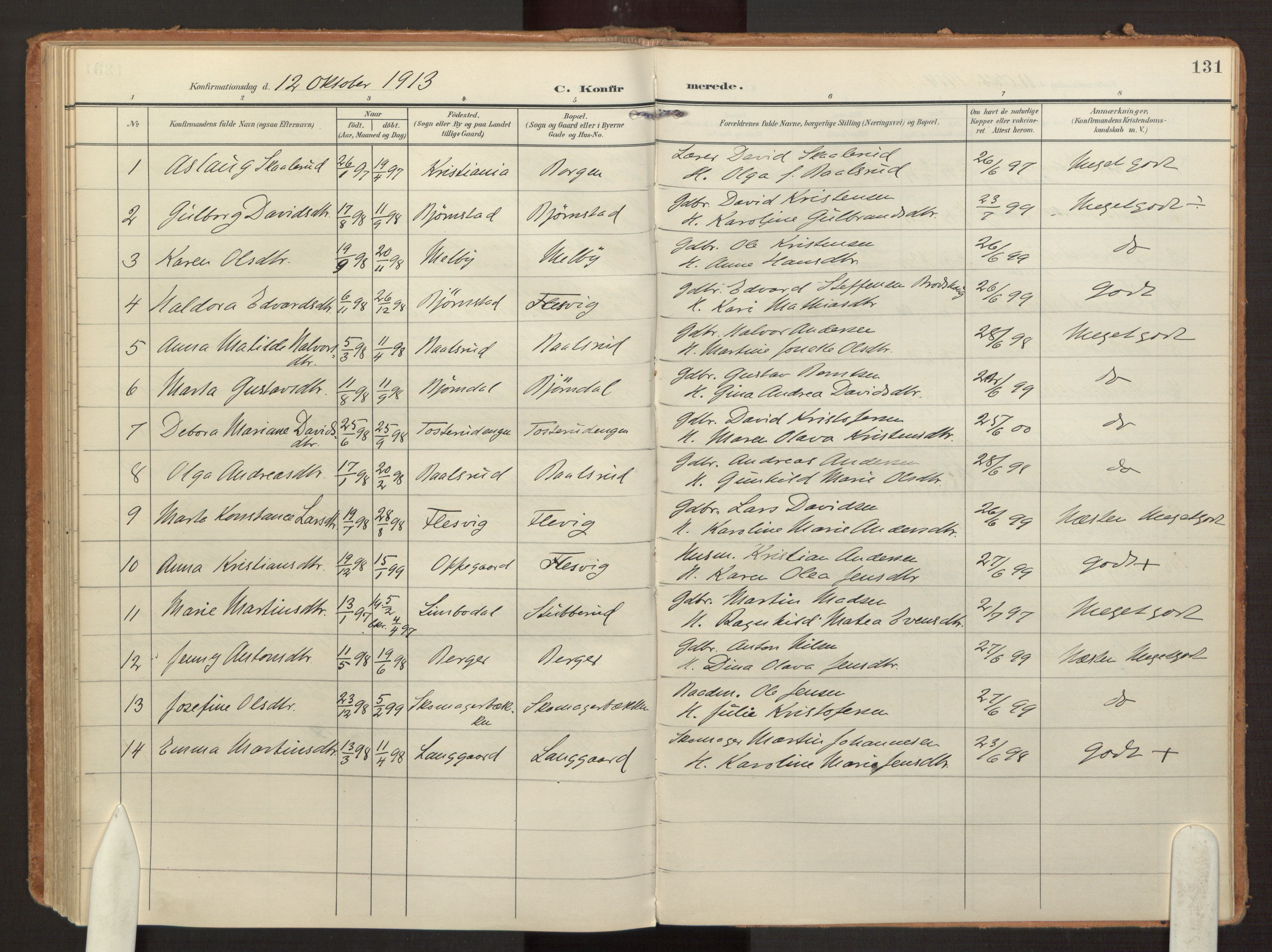 Hurdal prestekontor Kirkebøker, AV/SAO-A-10889/F/Fb/L0004: Parish register (official) no. II 4, 1902-1924, p. 131