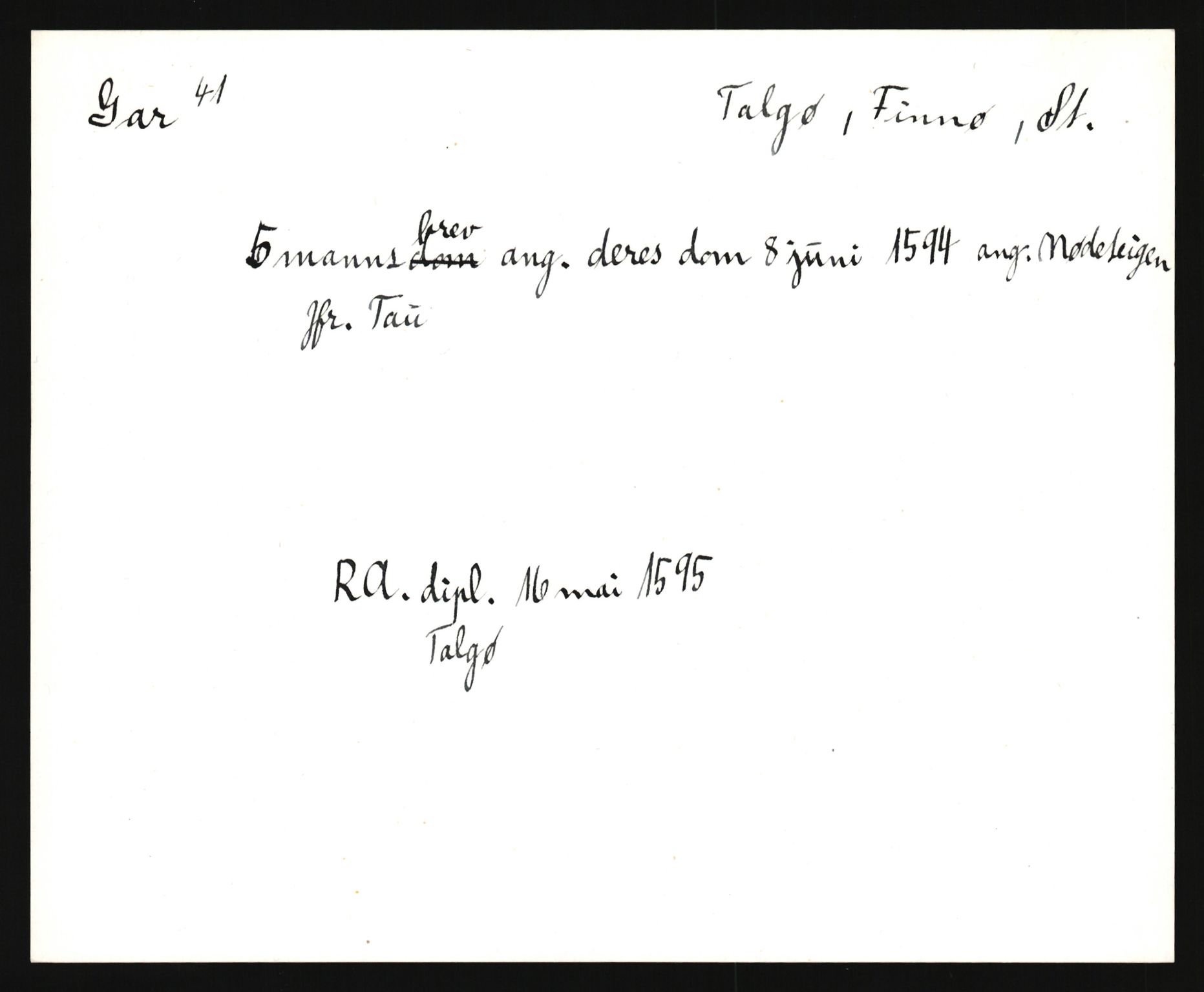 Riksarkivets diplomsamling, AV/RA-EA-5965/F35/F35e/L0027: Registreringssedler Rogaland, 1400-1700, p. 281