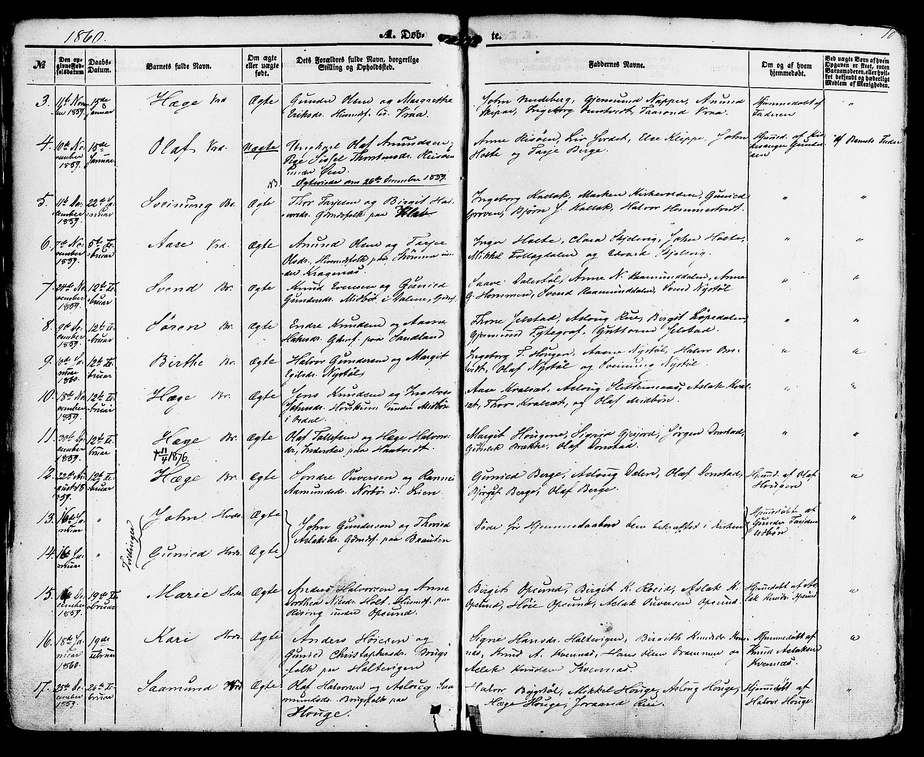 Kviteseid kirkebøker, AV/SAKO-A-276/F/Fa/L0007: Parish register (official) no. I 7, 1859-1881, p. 10