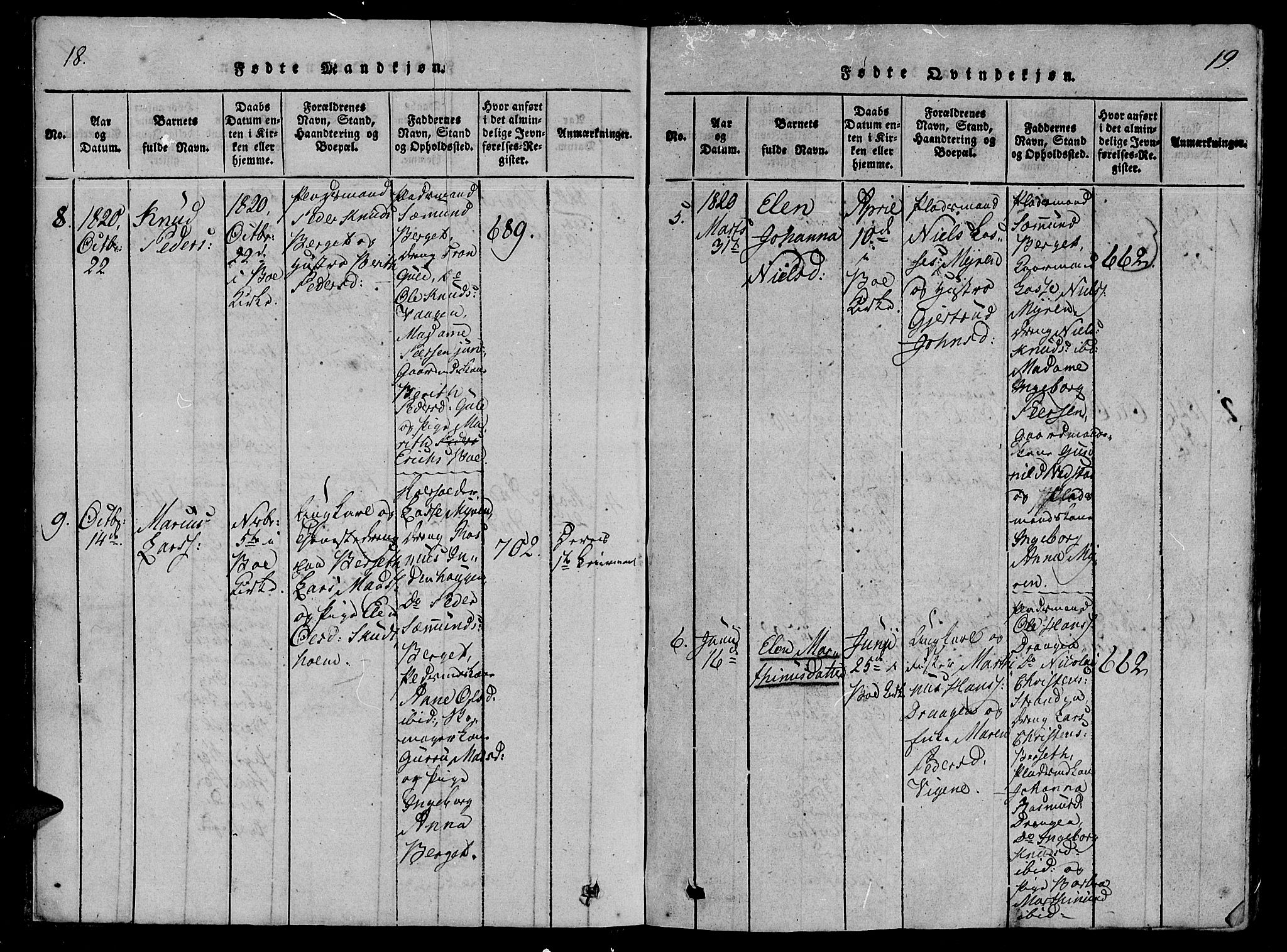 Ministerialprotokoller, klokkerbøker og fødselsregistre - Møre og Romsdal, AV/SAT-A-1454/566/L0763: Parish register (official) no. 566A03 /1, 1817-1829, p. 18-19