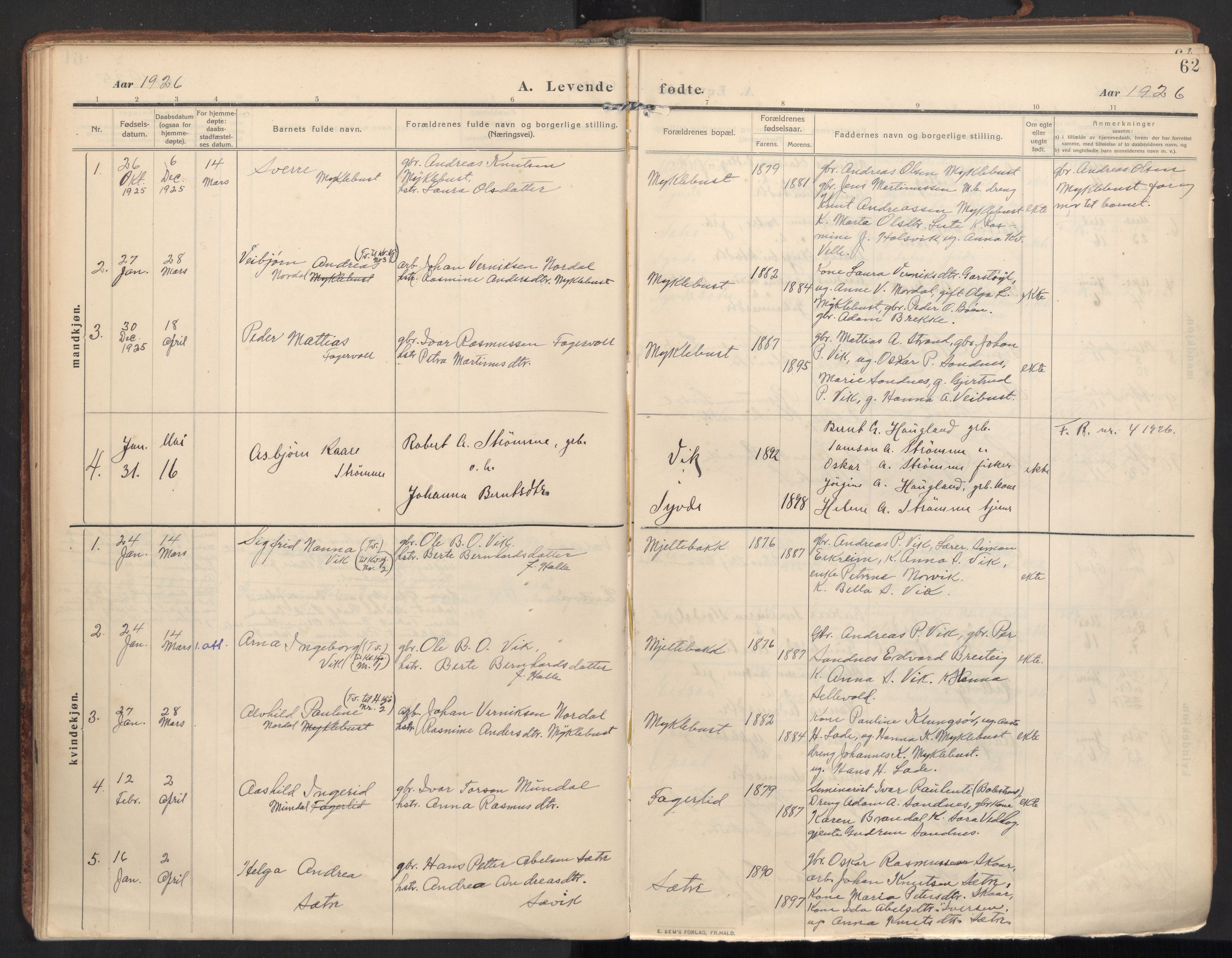 Ministerialprotokoller, klokkerbøker og fødselsregistre - Møre og Romsdal, AV/SAT-A-1454/502/L0026: Parish register (official) no. 502A04, 1909-1933, p. 62