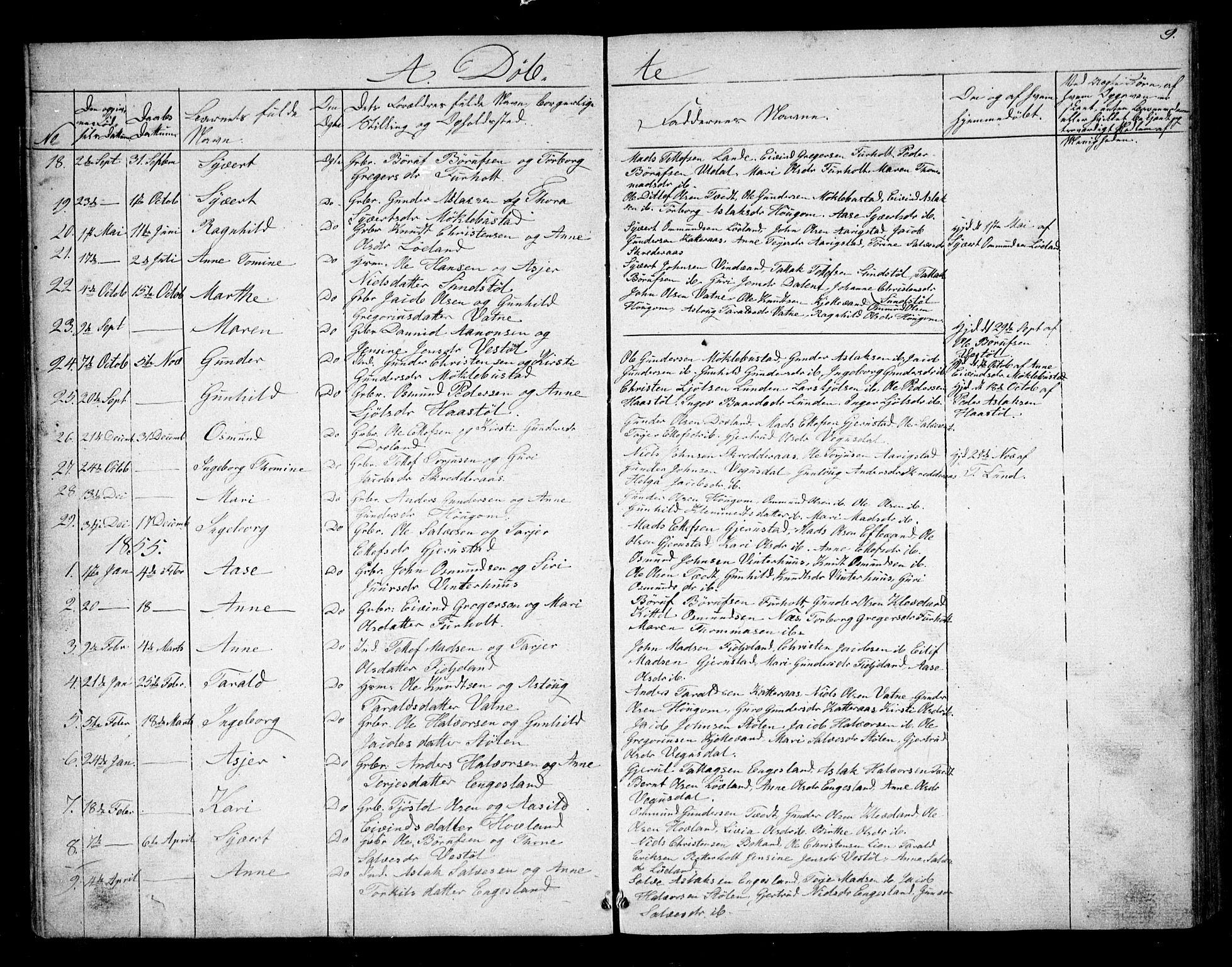 Herefoss sokneprestkontor, SAK/1111-0019/F/Fb/Fbb/L0001: Parish register (copy) no. B 1, 1849-1879, p. 9