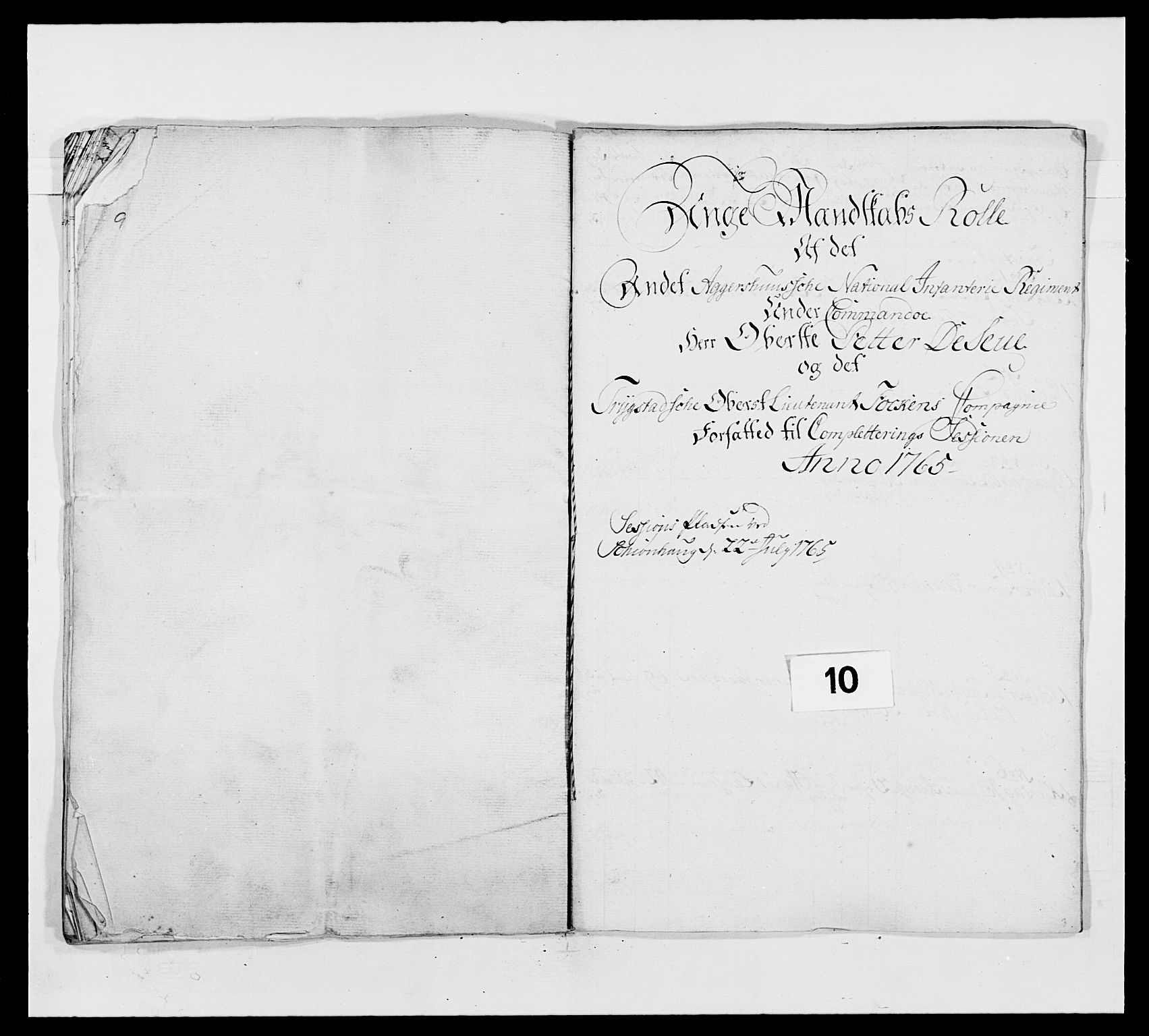 Kommanderende general (KG I) med Det norske krigsdirektorium, RA/EA-5419/E/Ea/L0492: 2. Akershusiske regiment, 1765, p. 199