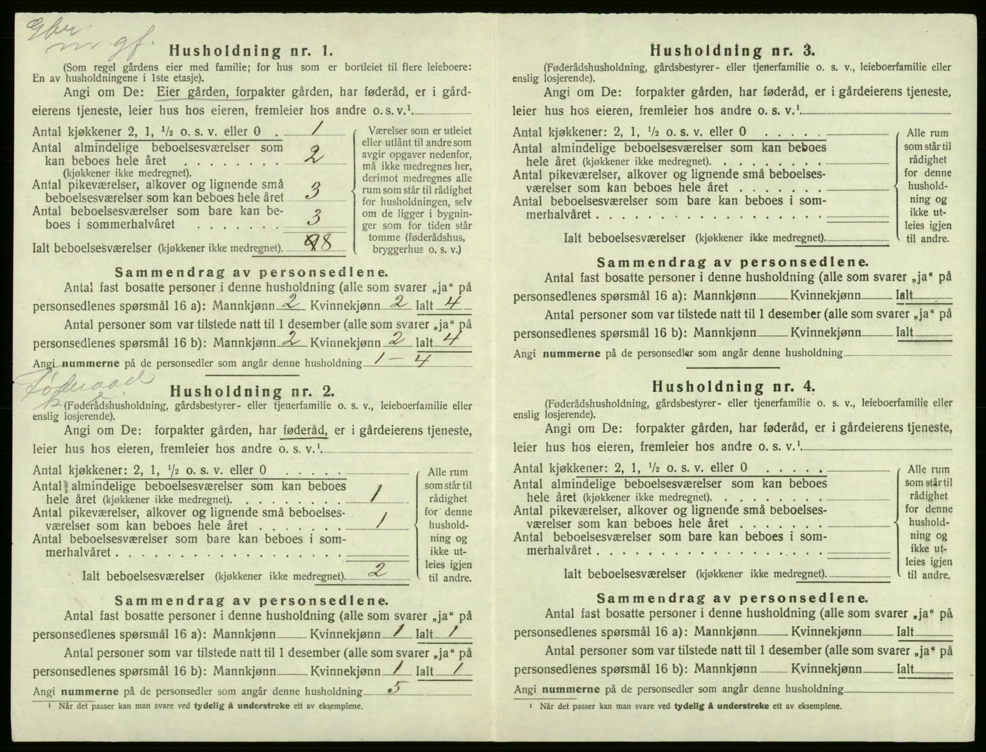 SAB, 1920 census for Kvam, 1920, p. 1154