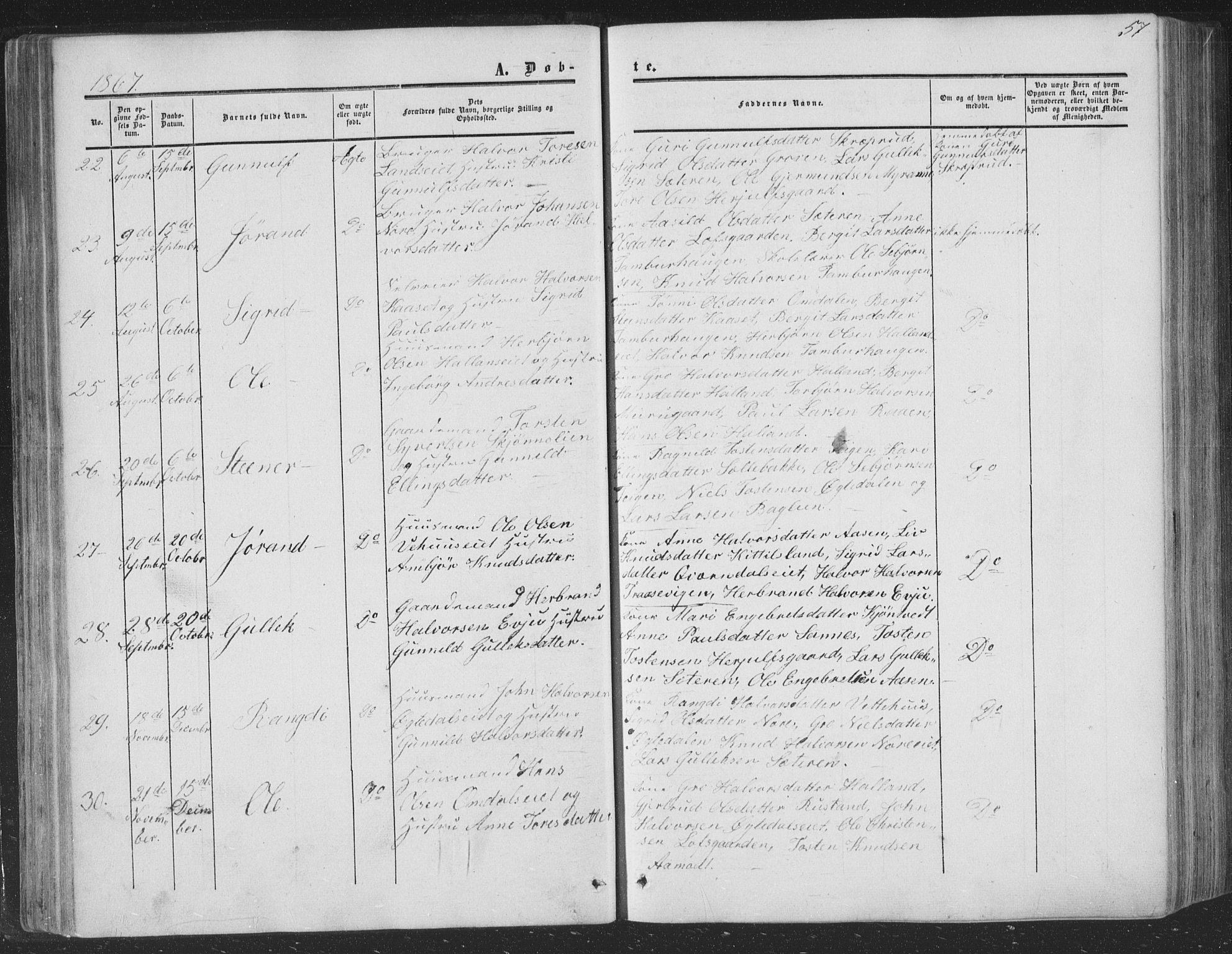 Nore kirkebøker, AV/SAKO-A-238/F/Fa/L0002: Parish register (official) no. I 2, 1856-1871, p. 57