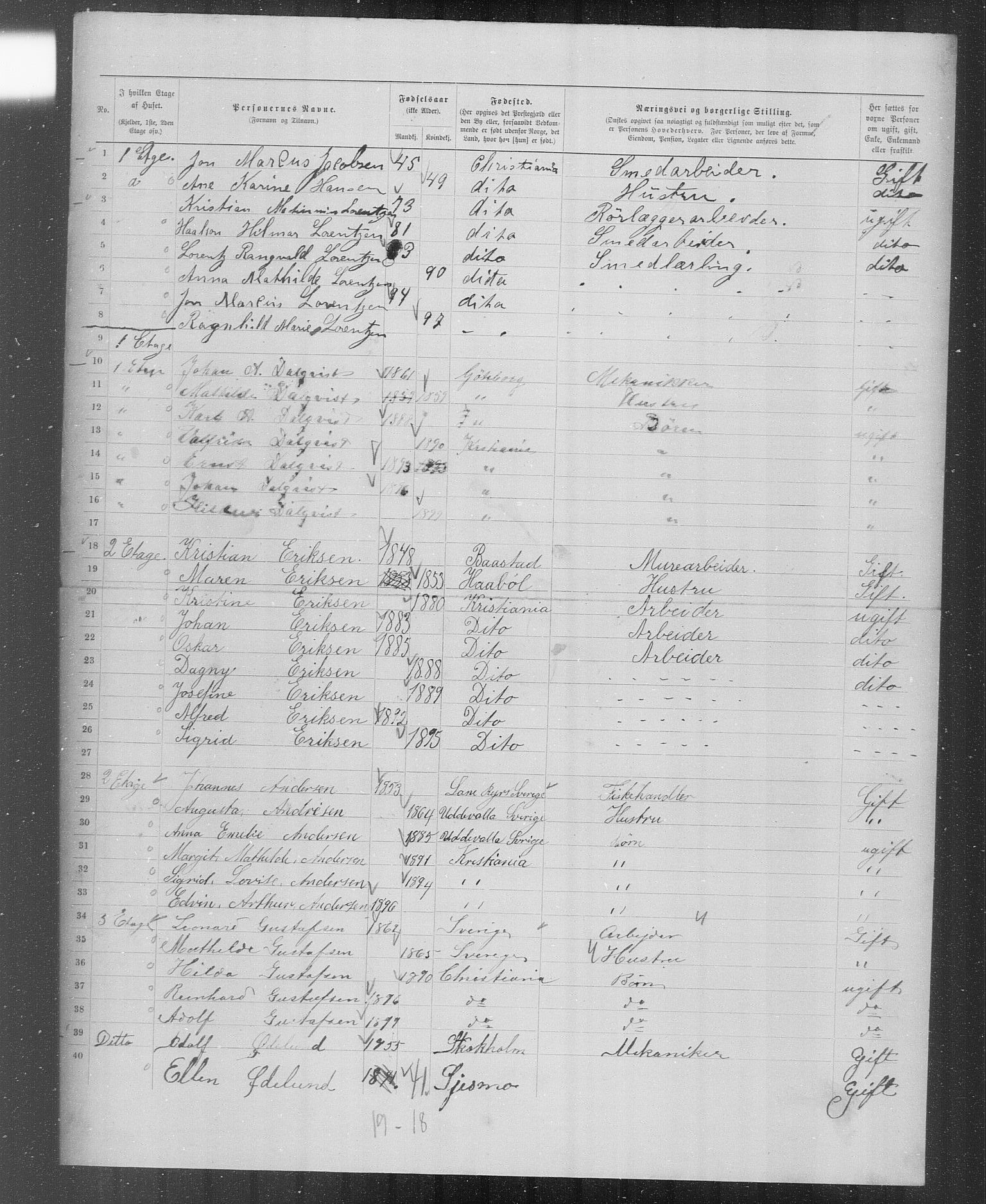 OBA, Municipal Census 1899 for Kristiania, 1899, p. 4085