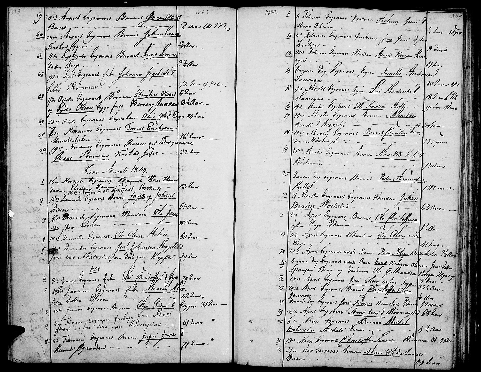 Løten prestekontor, AV/SAH-PREST-022/K/Ka/L0004: Parish register (official) no. 4, 1801-1814, p. 338-339