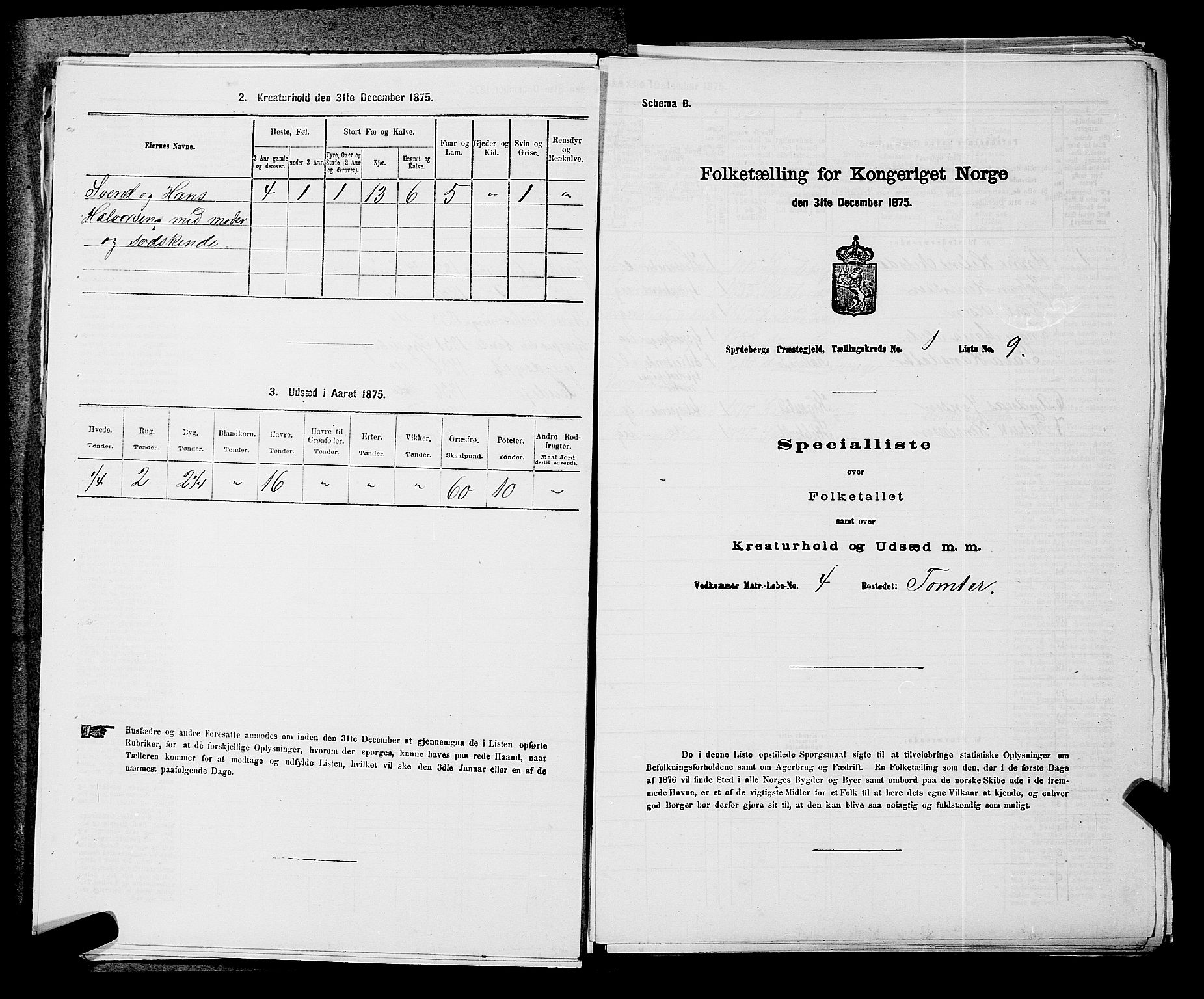 RA, 1875 census for 0123P Spydeberg, 1875, p. 59