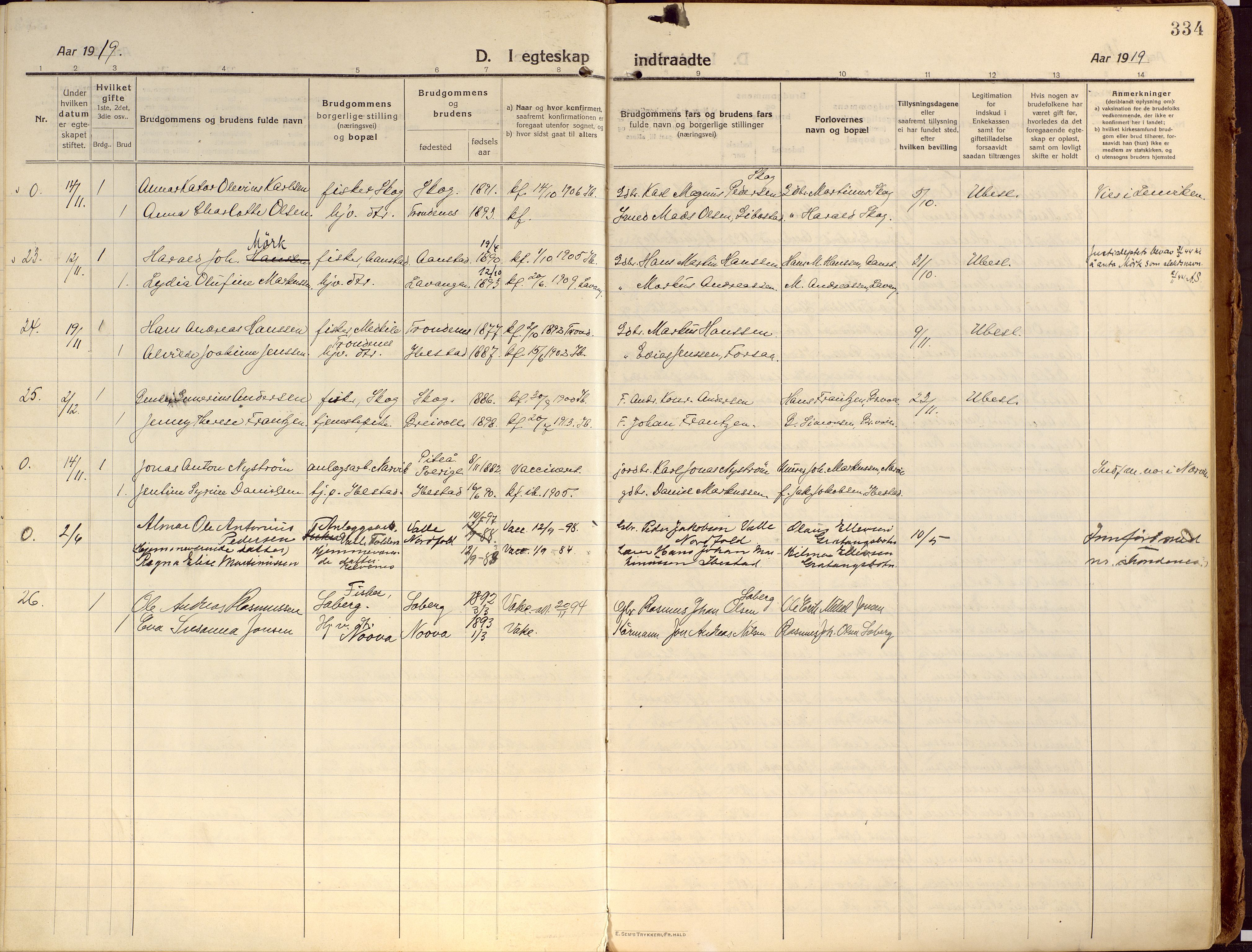 Ibestad sokneprestembete, SATØ/S-0077/H/Ha/Haa/L0018kirke: Parish register (official) no. 18, 1915-1929, p. 334