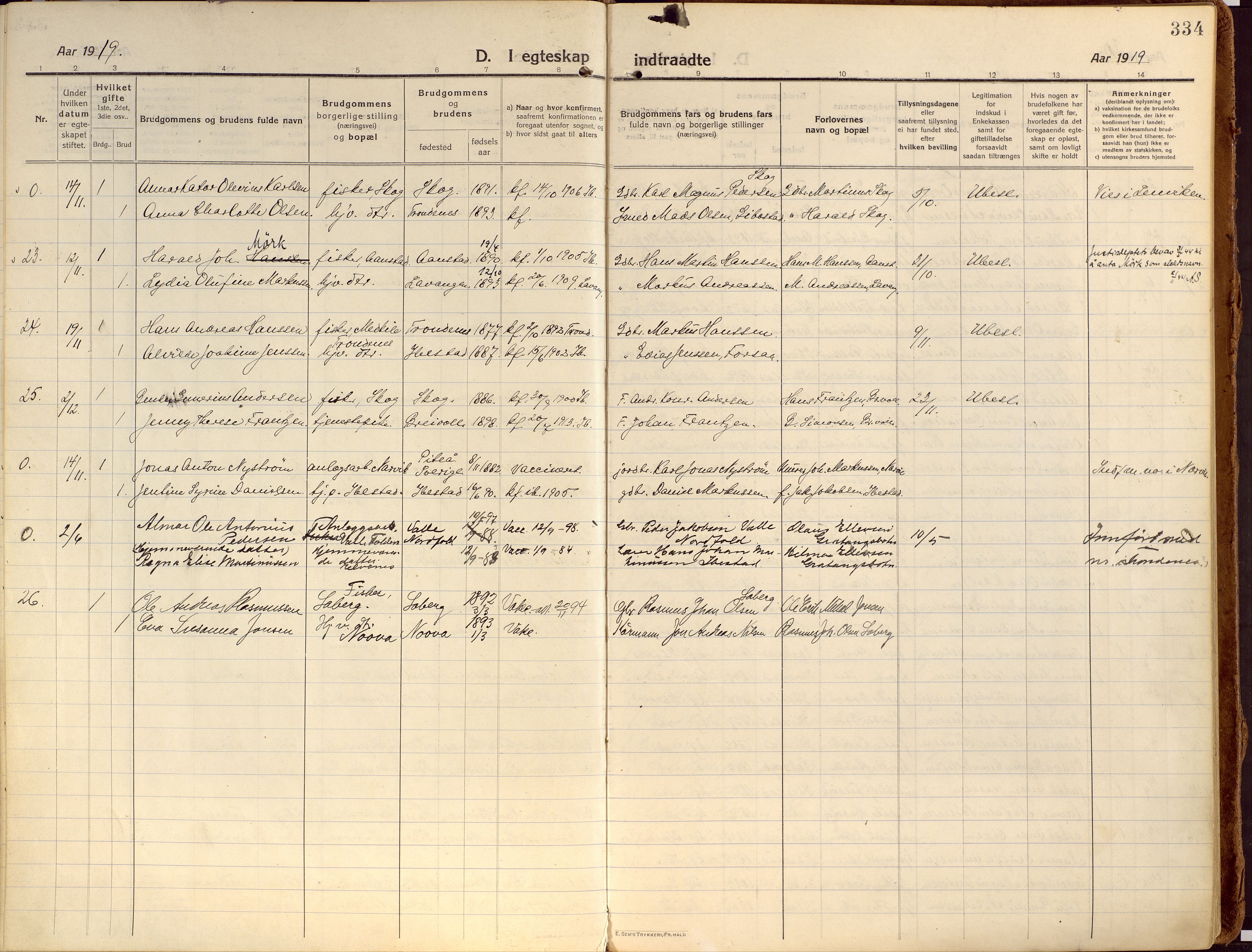 Ibestad sokneprestembete, AV/SATØ-S-0077/H/Ha/Haa/L0018kirke: Parish register (official) no. 18, 1915-1929, p. 334