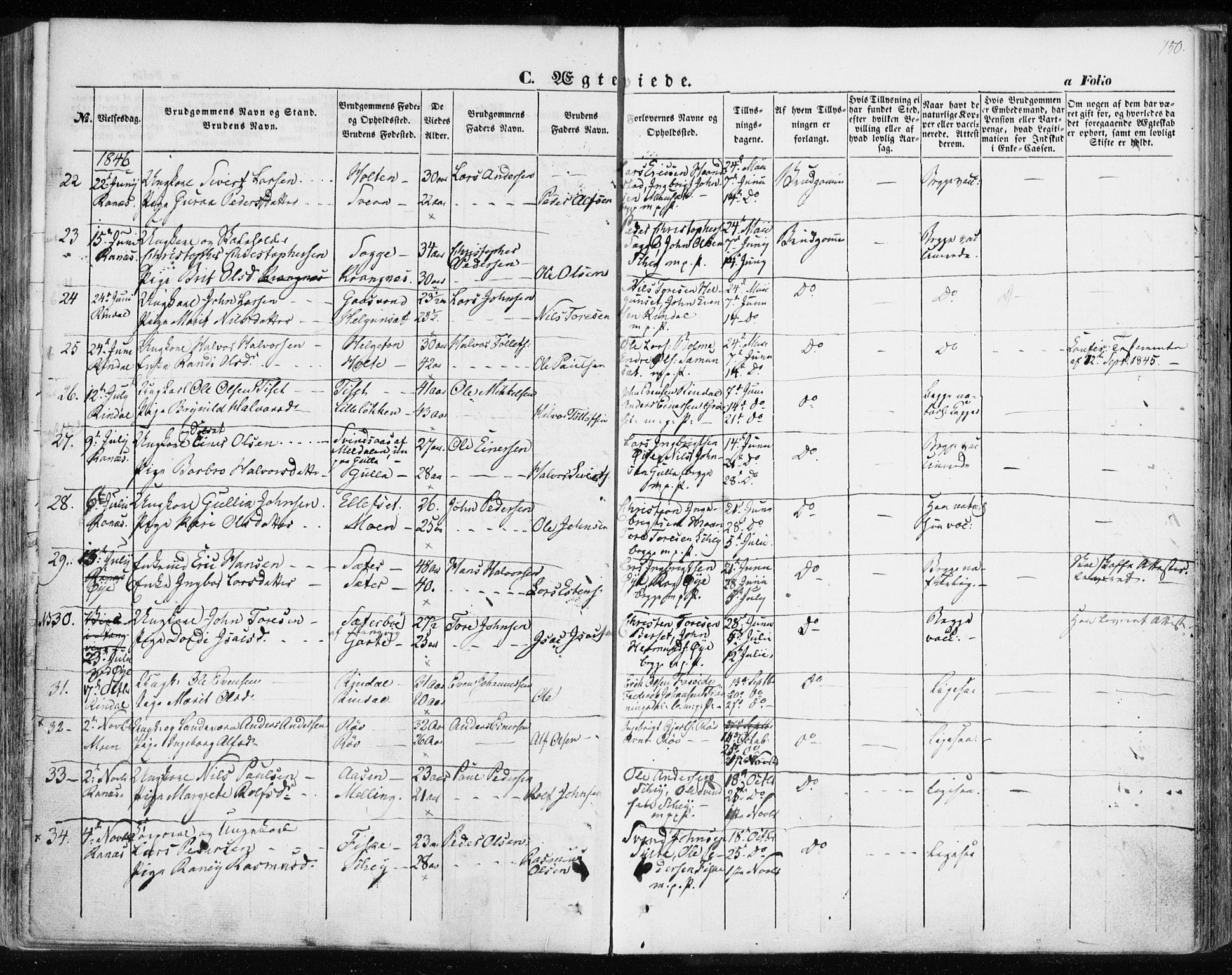 Ministerialprotokoller, klokkerbøker og fødselsregistre - Møre og Romsdal, AV/SAT-A-1454/595/L1043: Parish register (official) no. 595A05, 1843-1851, p. 150