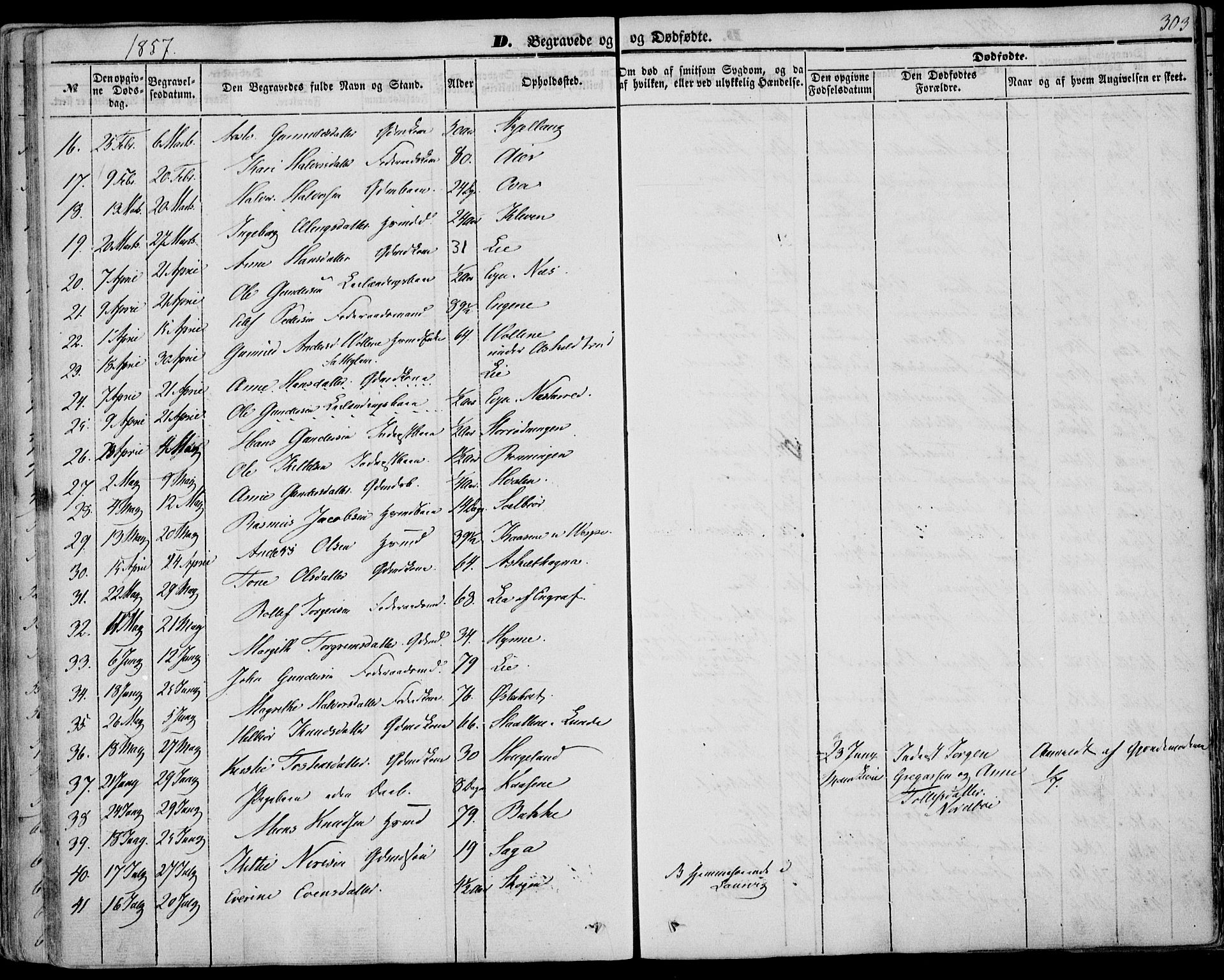 Bø kirkebøker, AV/SAKO-A-257/F/Fa/L0008: Parish register (official) no. 8, 1849-1861, p. 303