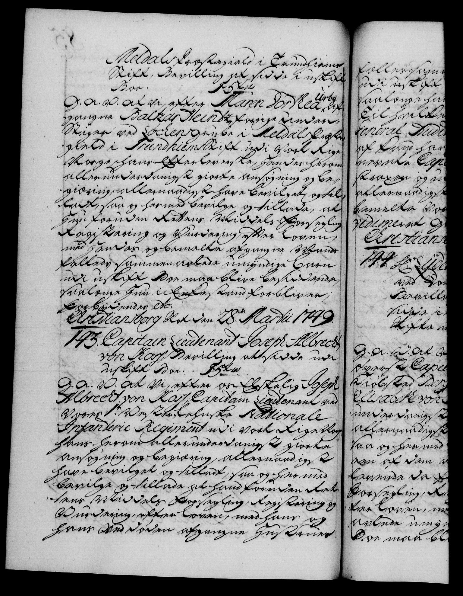 Danske Kanselli 1572-1799, AV/RA-EA-3023/F/Fc/Fca/Fcaa/L0036: Norske registre, 1749-1750, p. 85b