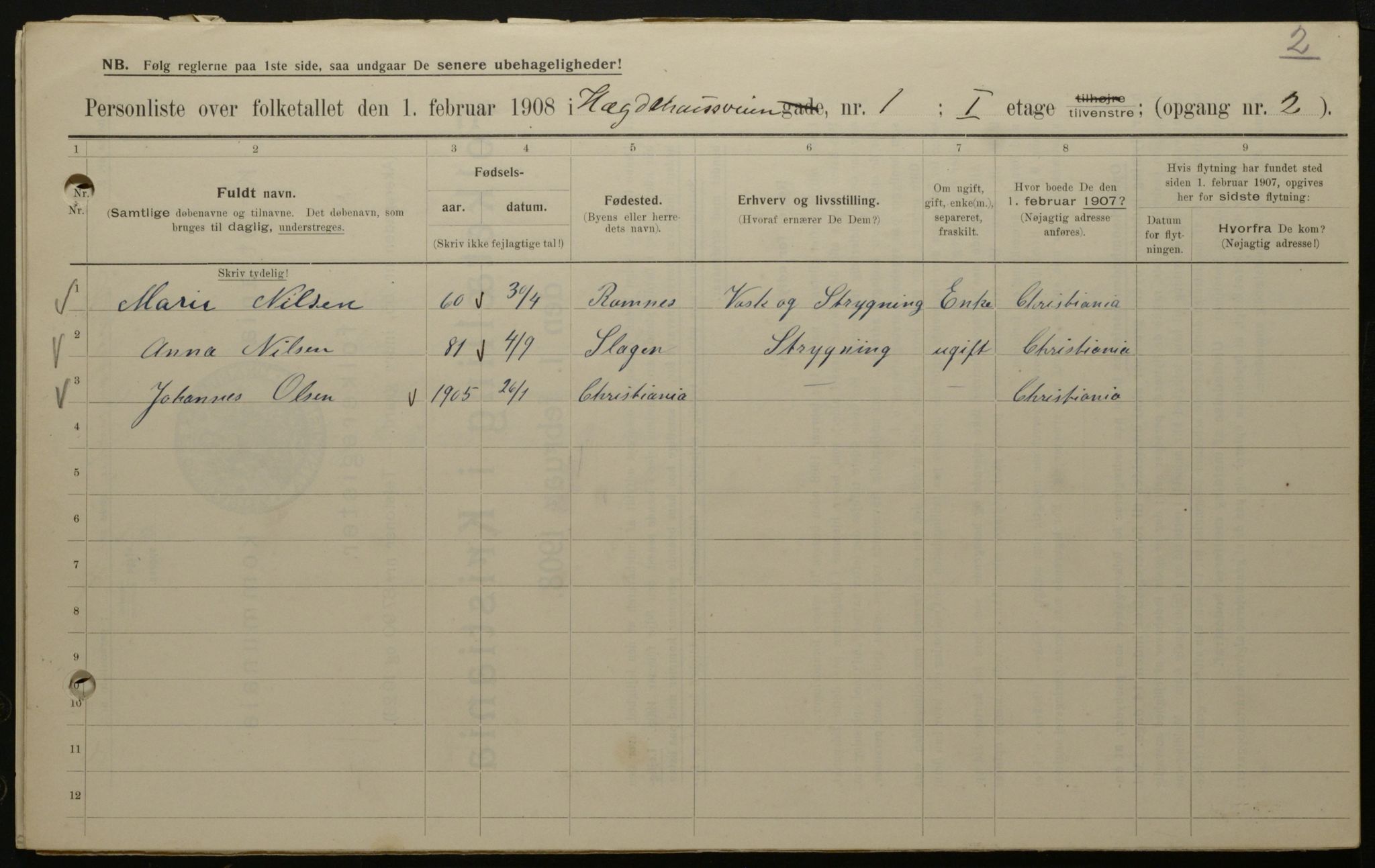 OBA, Municipal Census 1908 for Kristiania, 1908, p. 32358