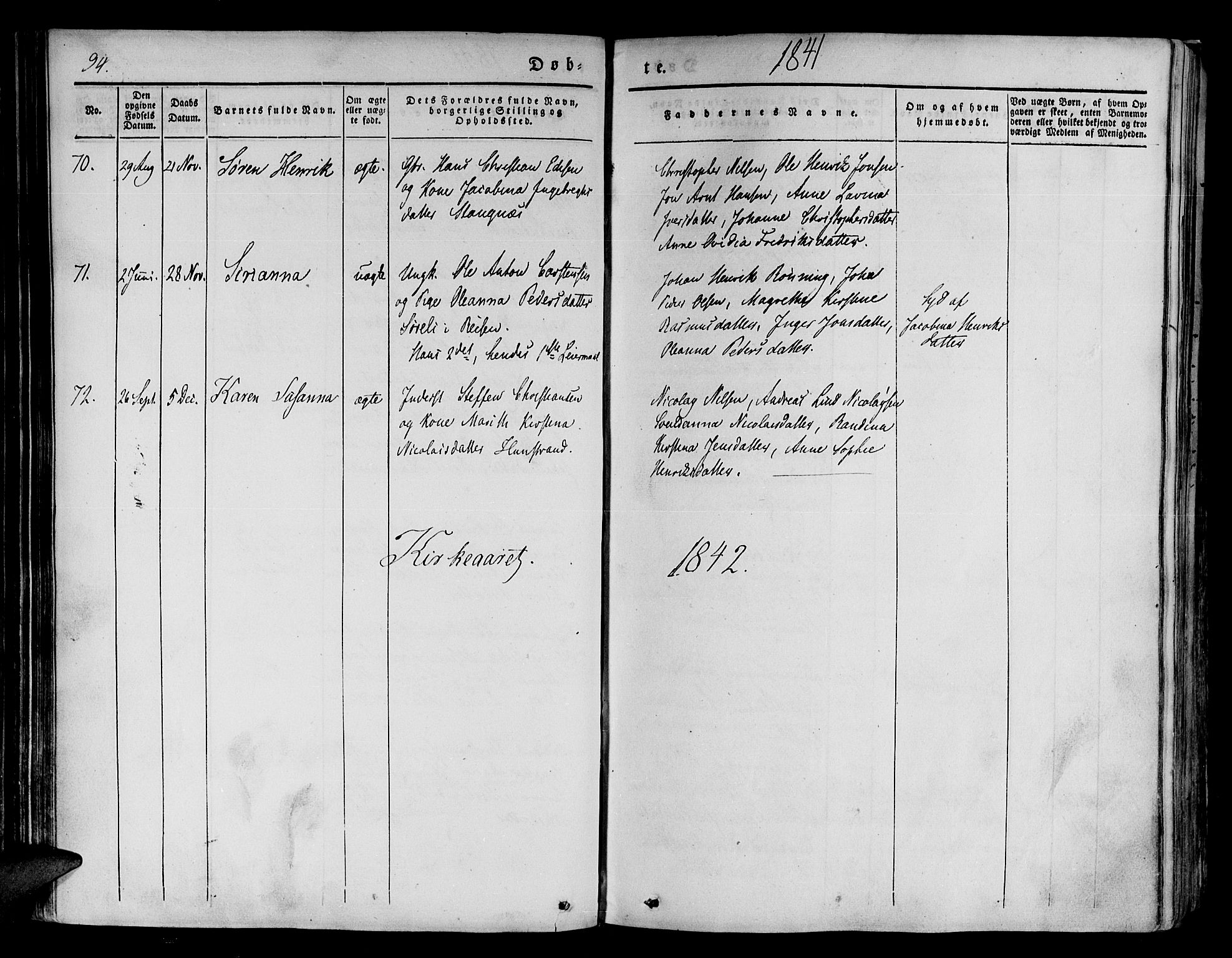 Tranøy sokneprestkontor, SATØ/S-1313/I/Ia/Iaa/L0005kirke: Parish register (official) no. 5, 1829-1844, p. 94