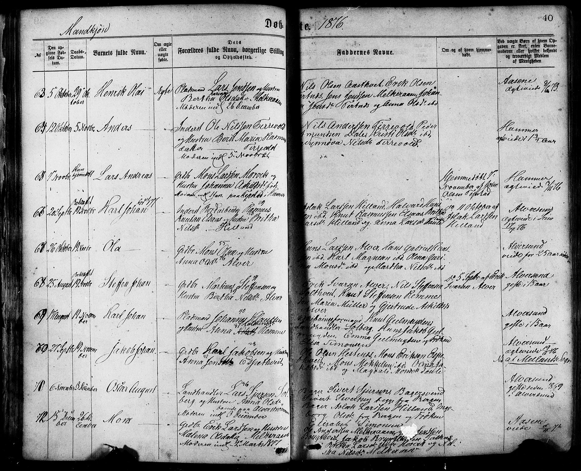 Hamre sokneprestembete, SAB/A-75501/H/Ha/Haa/Haaa/L0015: Parish register (official) no. A 15, 1870-1881, p. 40