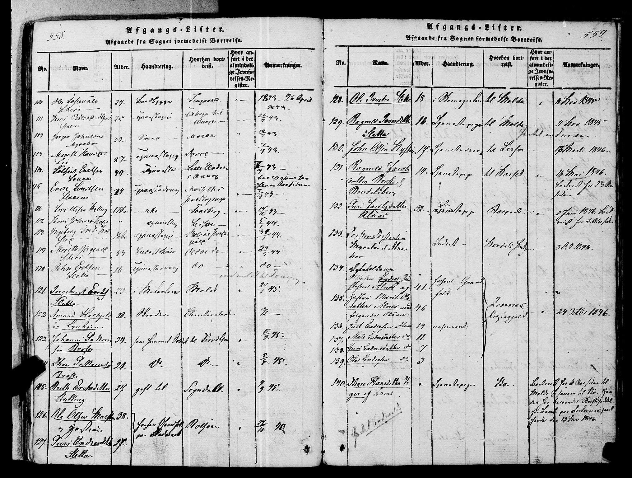 Ministerialprotokoller, klokkerbøker og fødselsregistre - Møre og Romsdal, SAT/A-1454/546/L0593: Parish register (official) no. 546A01, 1818-1853, p. 558-559