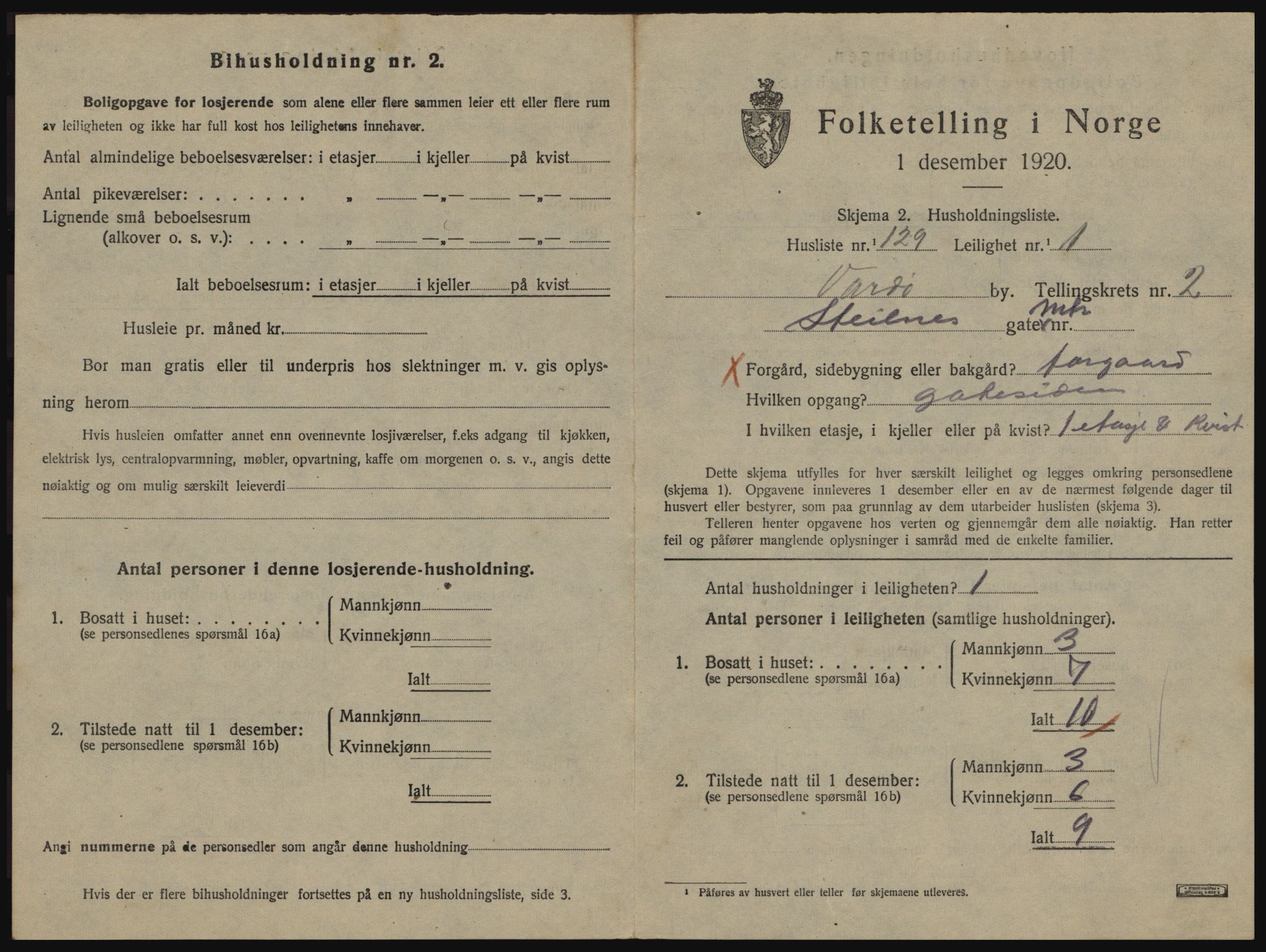 SATØ, 1920 census for Vardø, 1920, p. 2211