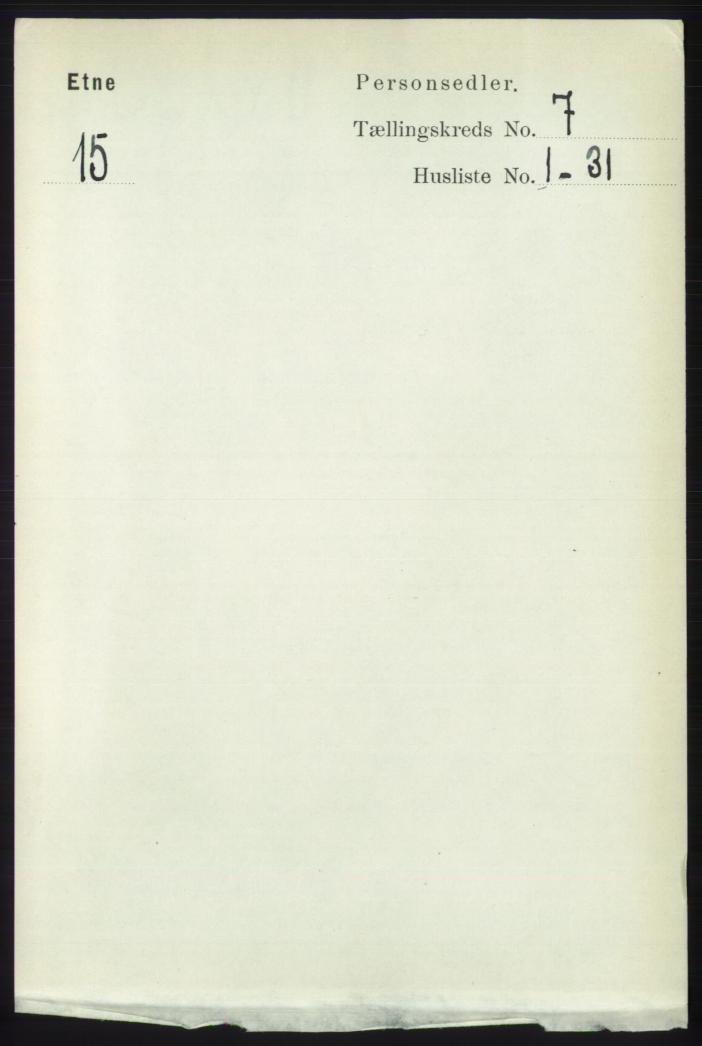 RA, 1891 census for 1211 Etne, 1891, p. 1391