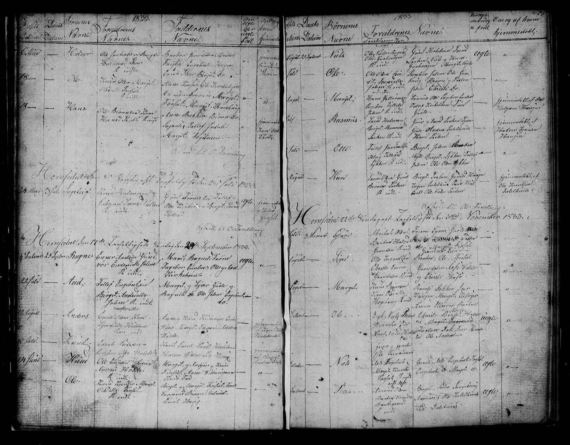 Gol kirkebøker, AV/SAKO-A-226/G/Gb/L0001: Parish register (copy) no. II 1, 1831-1838, p. 16-17